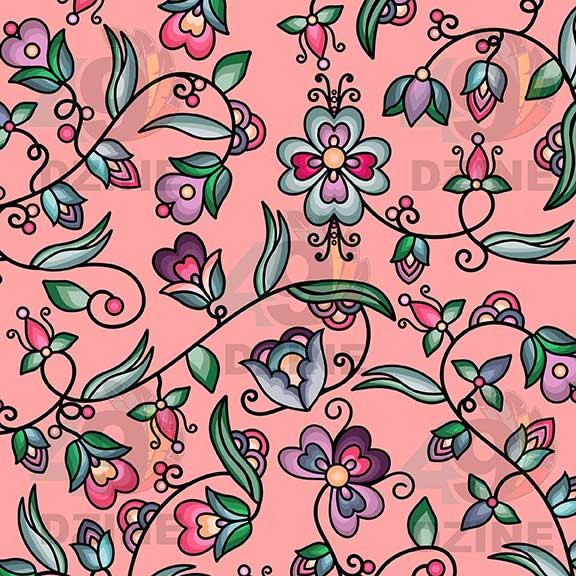 Amber Evening Garland Peach Satin Fabric