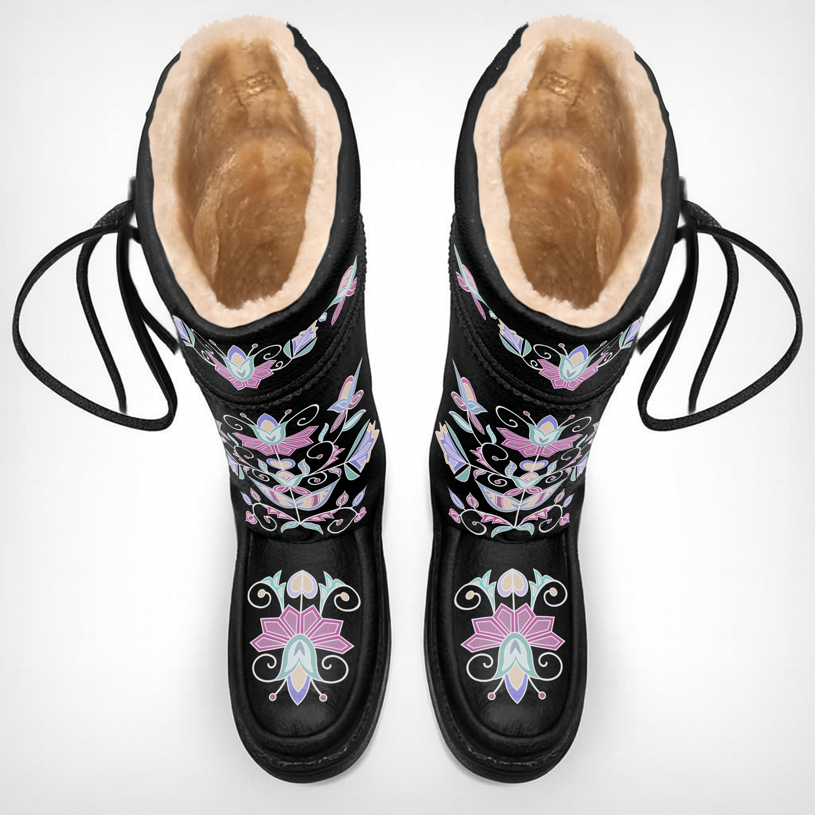 Moonlit Frost Black Real Leather MocLux Tall