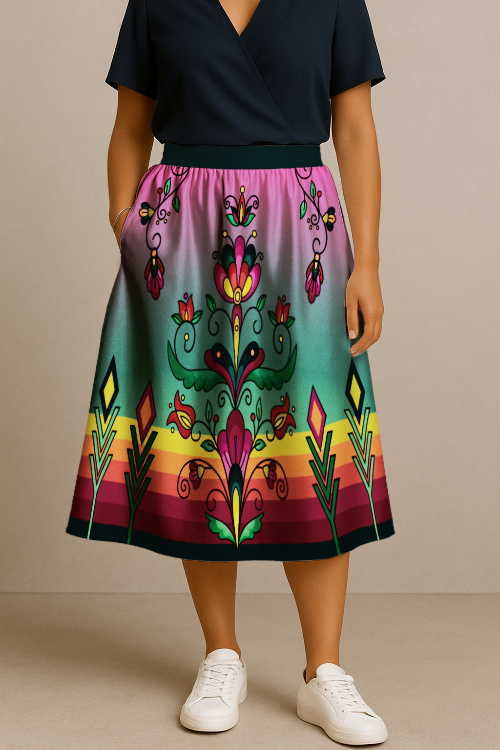 Autumn Kinship Wreath Midi Skirt