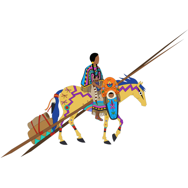 Blackfoot Woman Cradleboard on Travois Horse 2inch by 2inch Vinyl Sticker