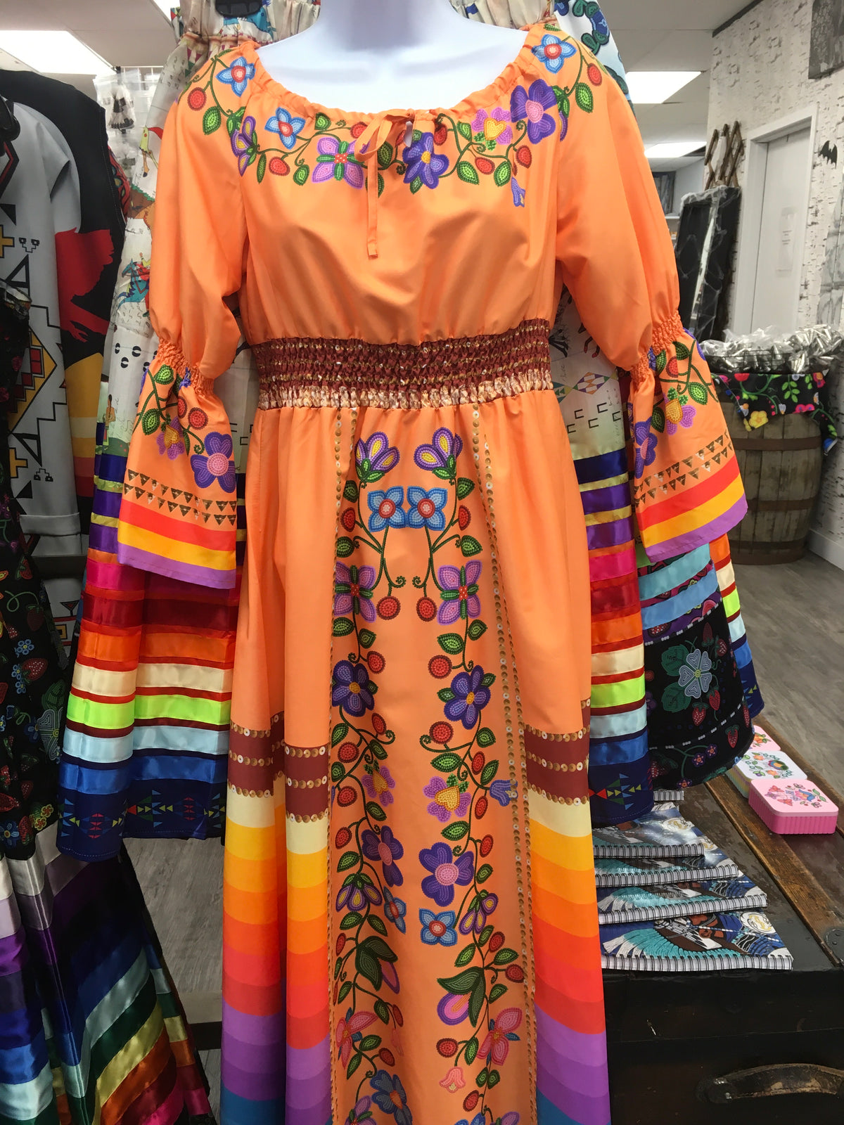 Petal Harmony Terracotta 2 Smocked Waist Peasant Dress