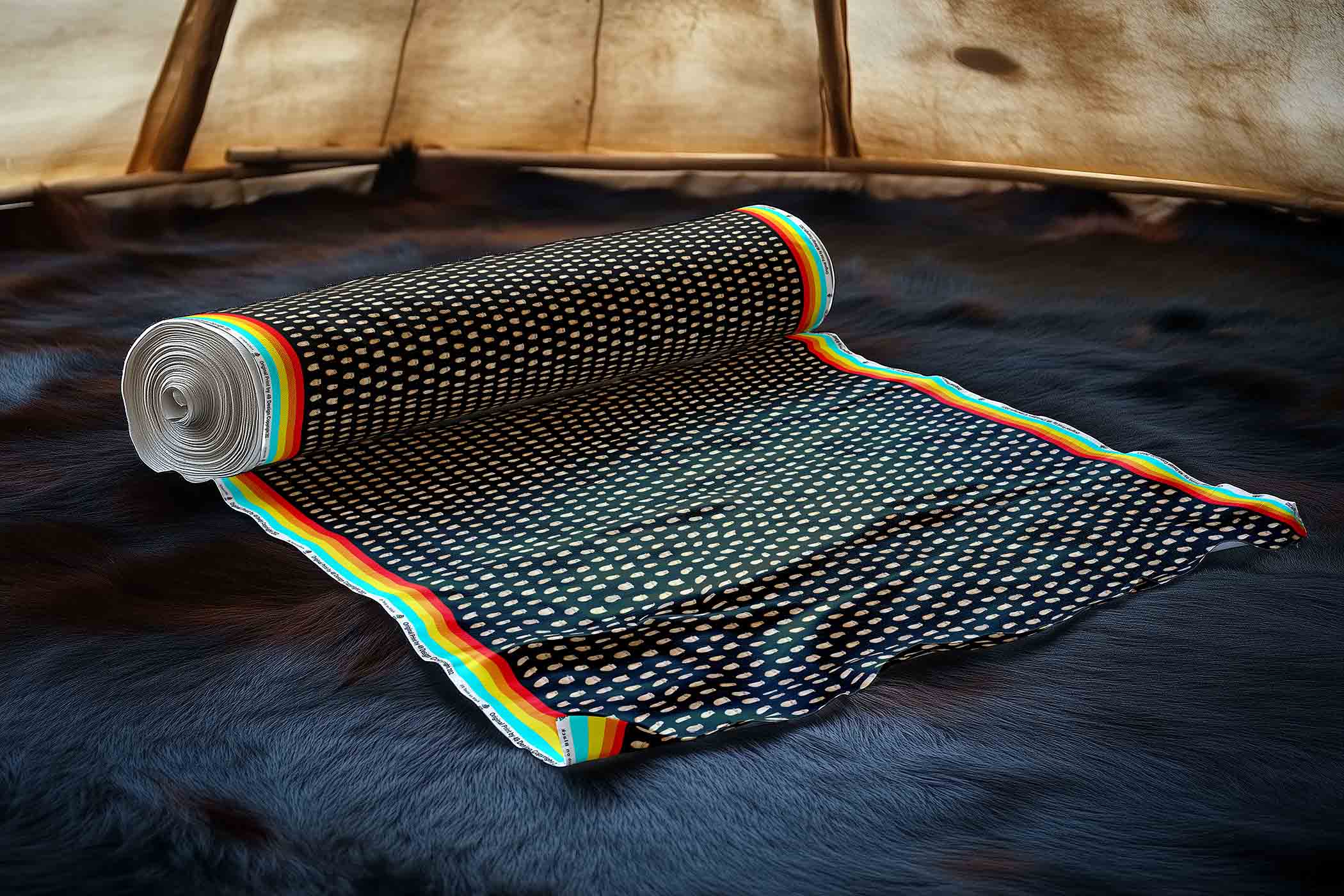 Elk Teeth on Black Poly Cotton
