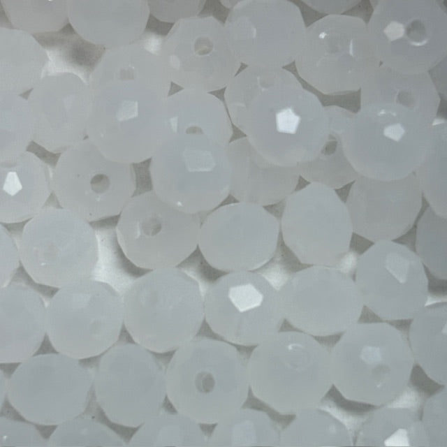 6mm Rondelle Glass Bead - Snow