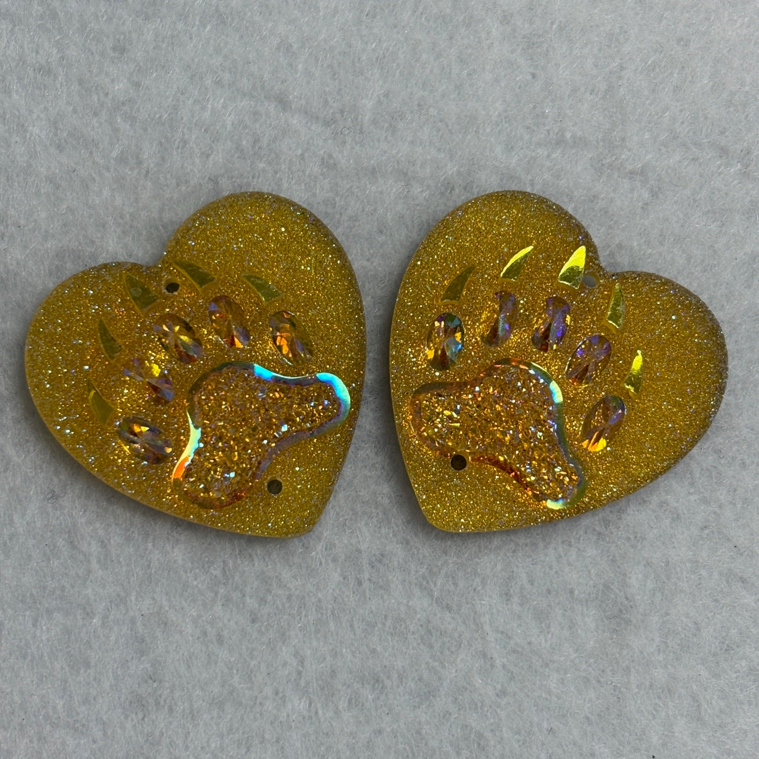 Heart Bear Claw Cabochons Set of 2