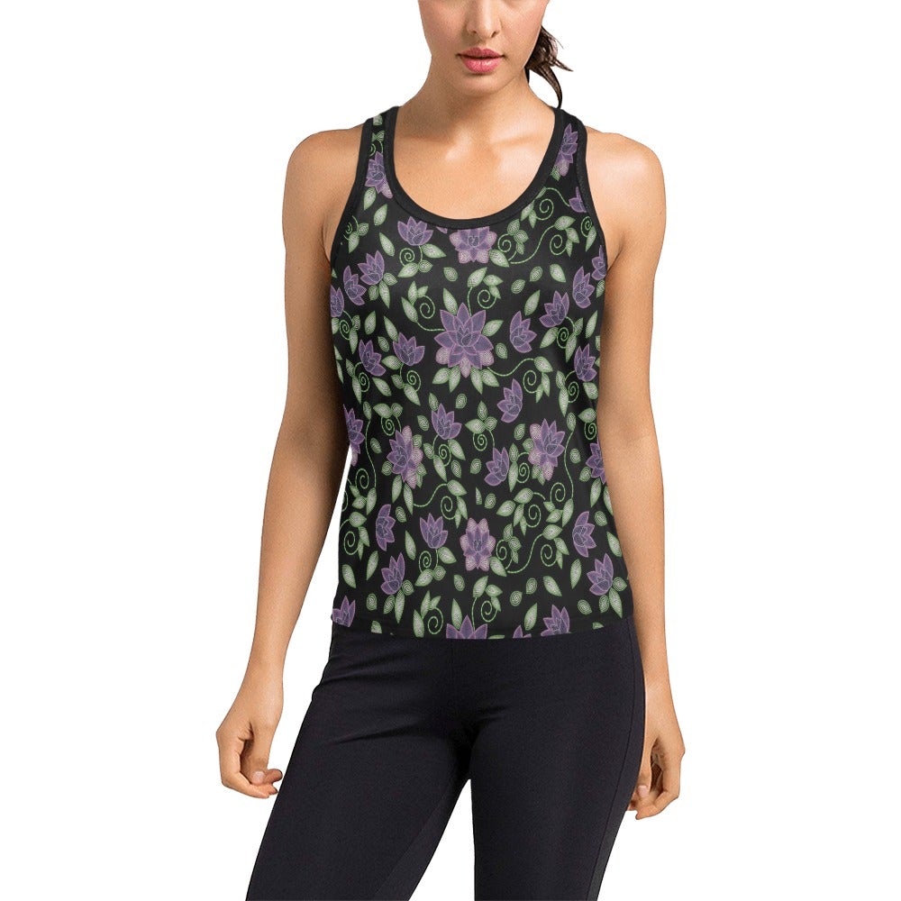 Purple Beaded Rose Women's Racerback Tank Top (Model T60) Racerback Tank Top (T60) e-joyer