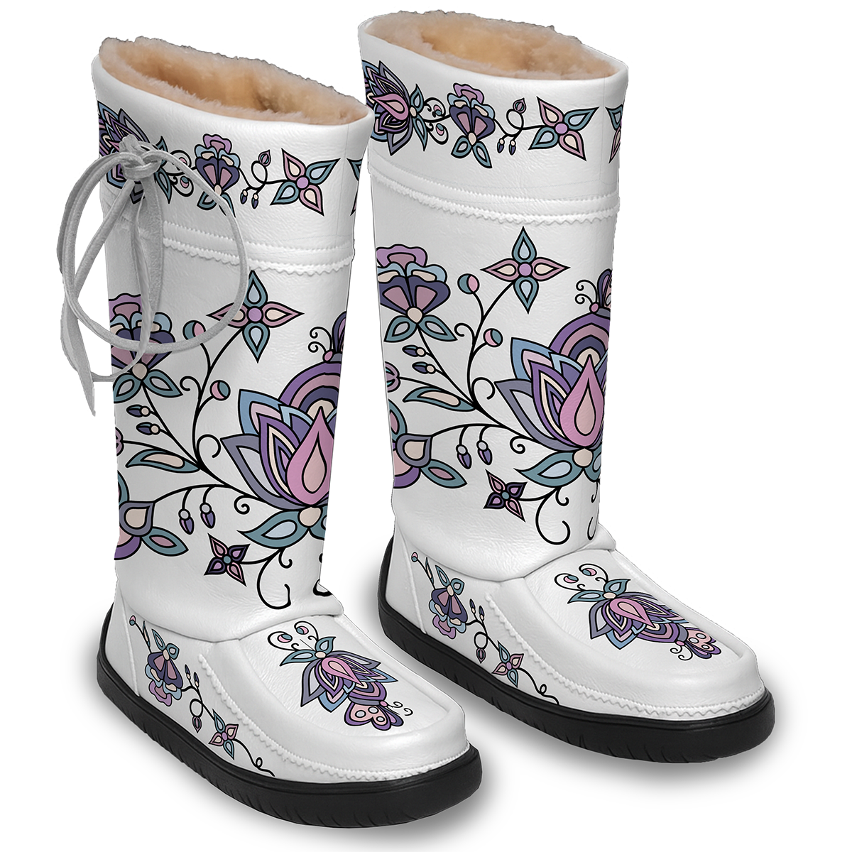 Snow Petal Spirit Real Leather MocLux Tall