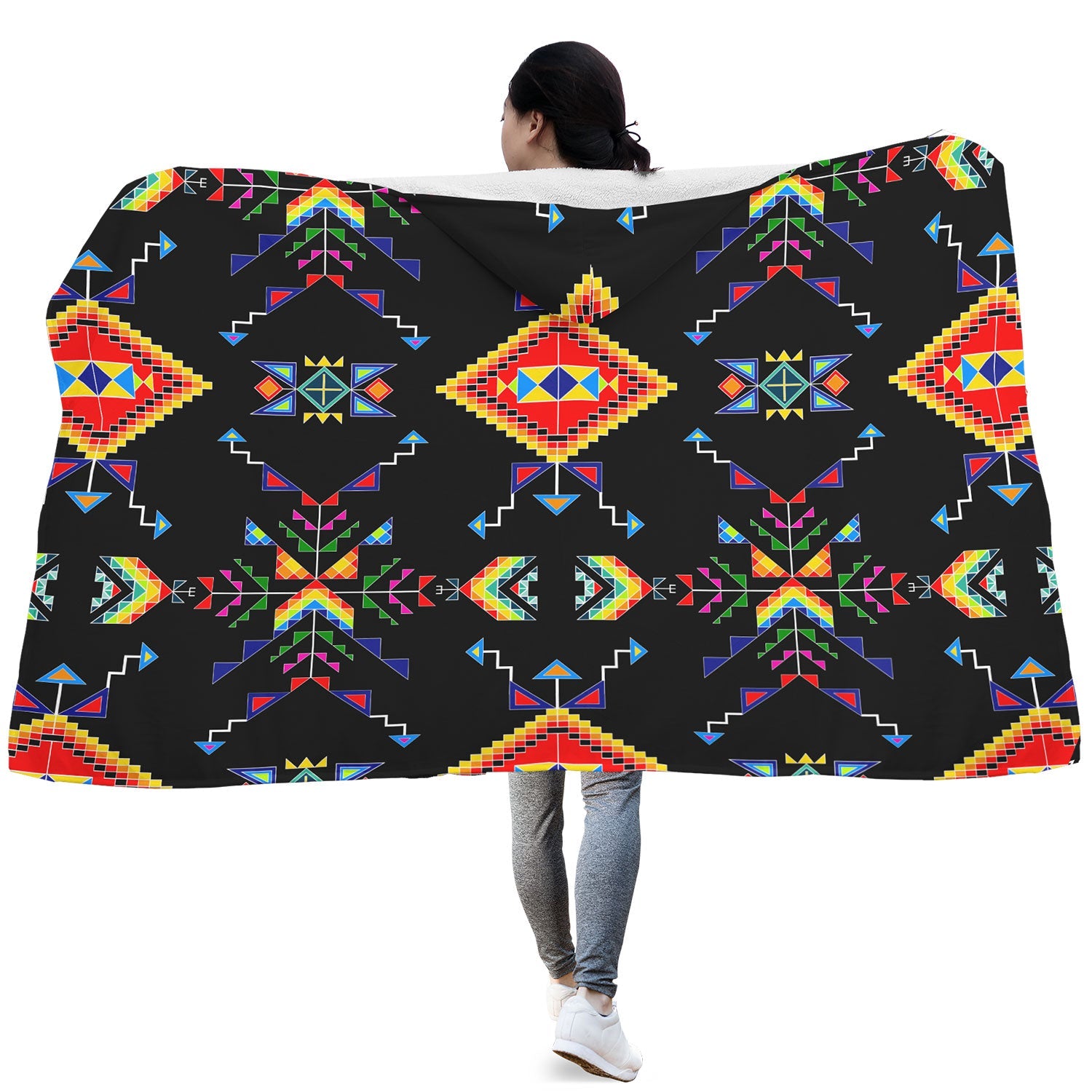 Buffalo Jump Black Hooded Blanket