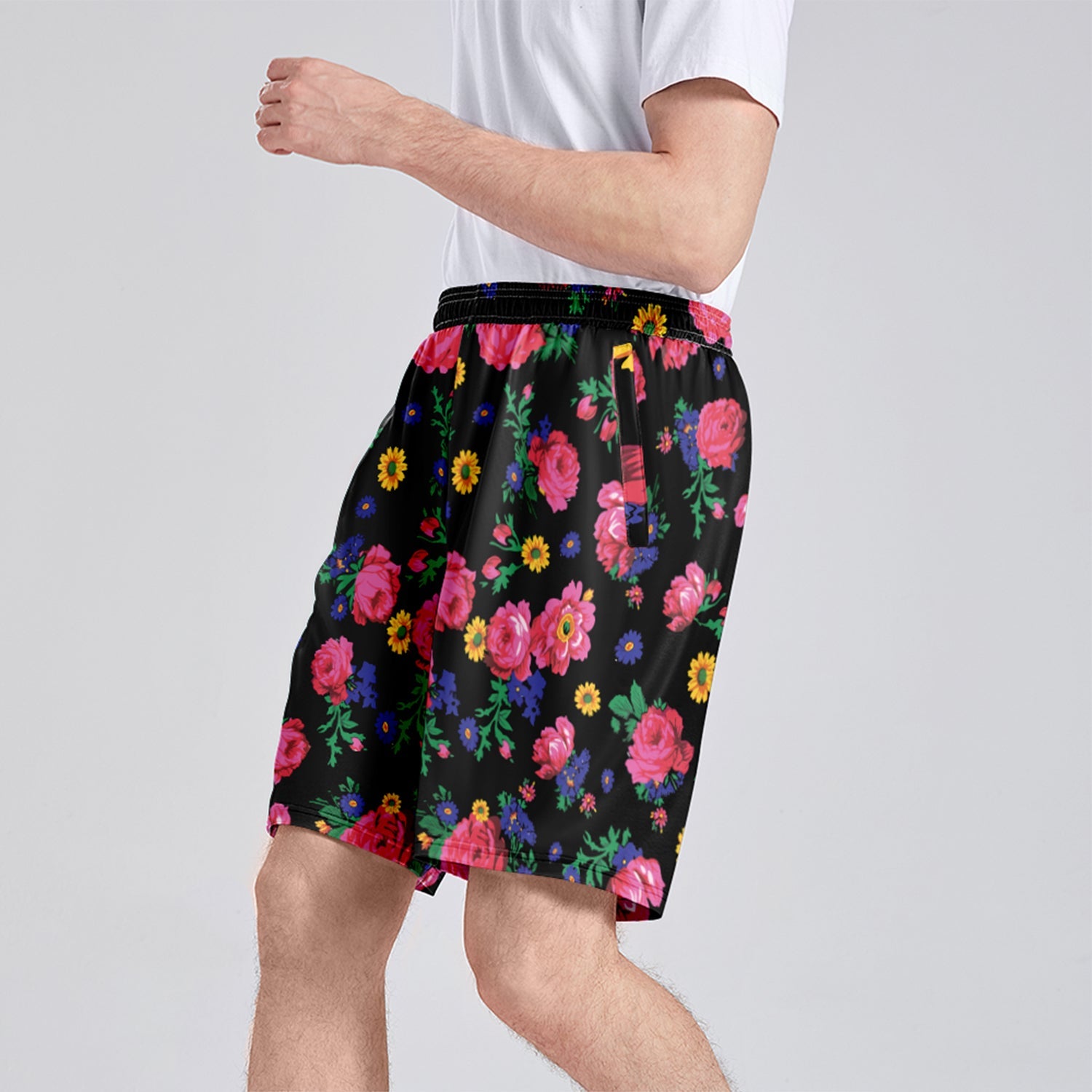 Kokum Ceremony Black Athletic Shorts with Pockets