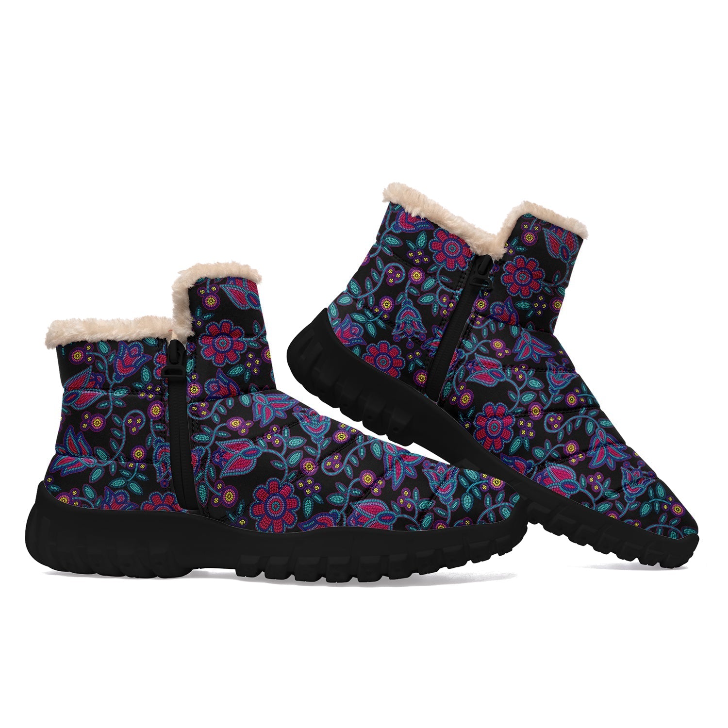 Winter Legacy Beaded Nouveau Coal Zipper Winter Boot with Fur Lining