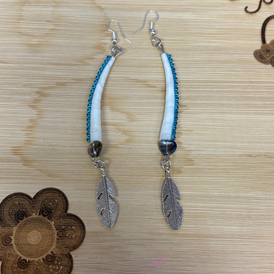 Mikey Runningbird Turquiose River Dentallium Earrings