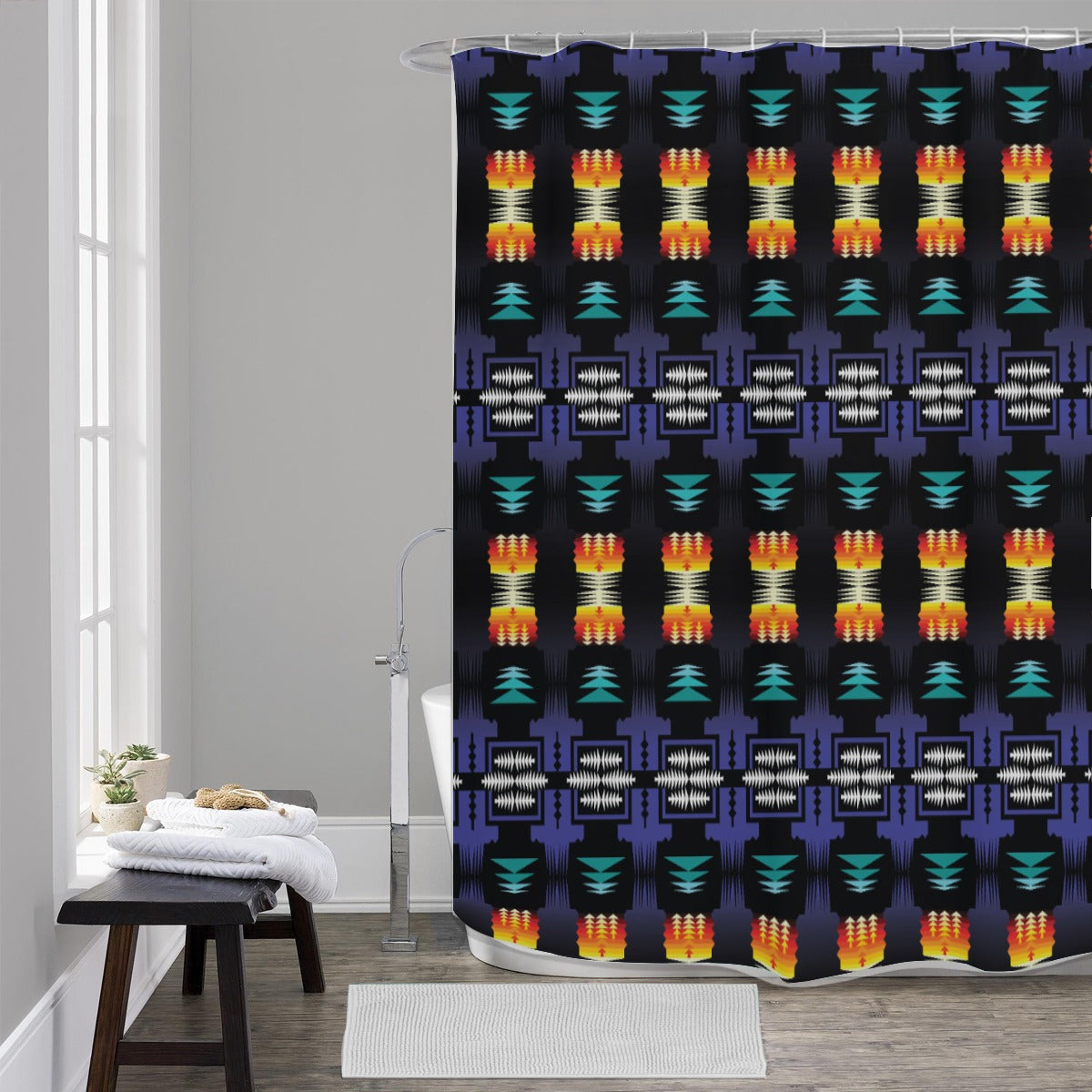 Midnight Sage Fire Shower Curtain (59 inch x 71 inch)