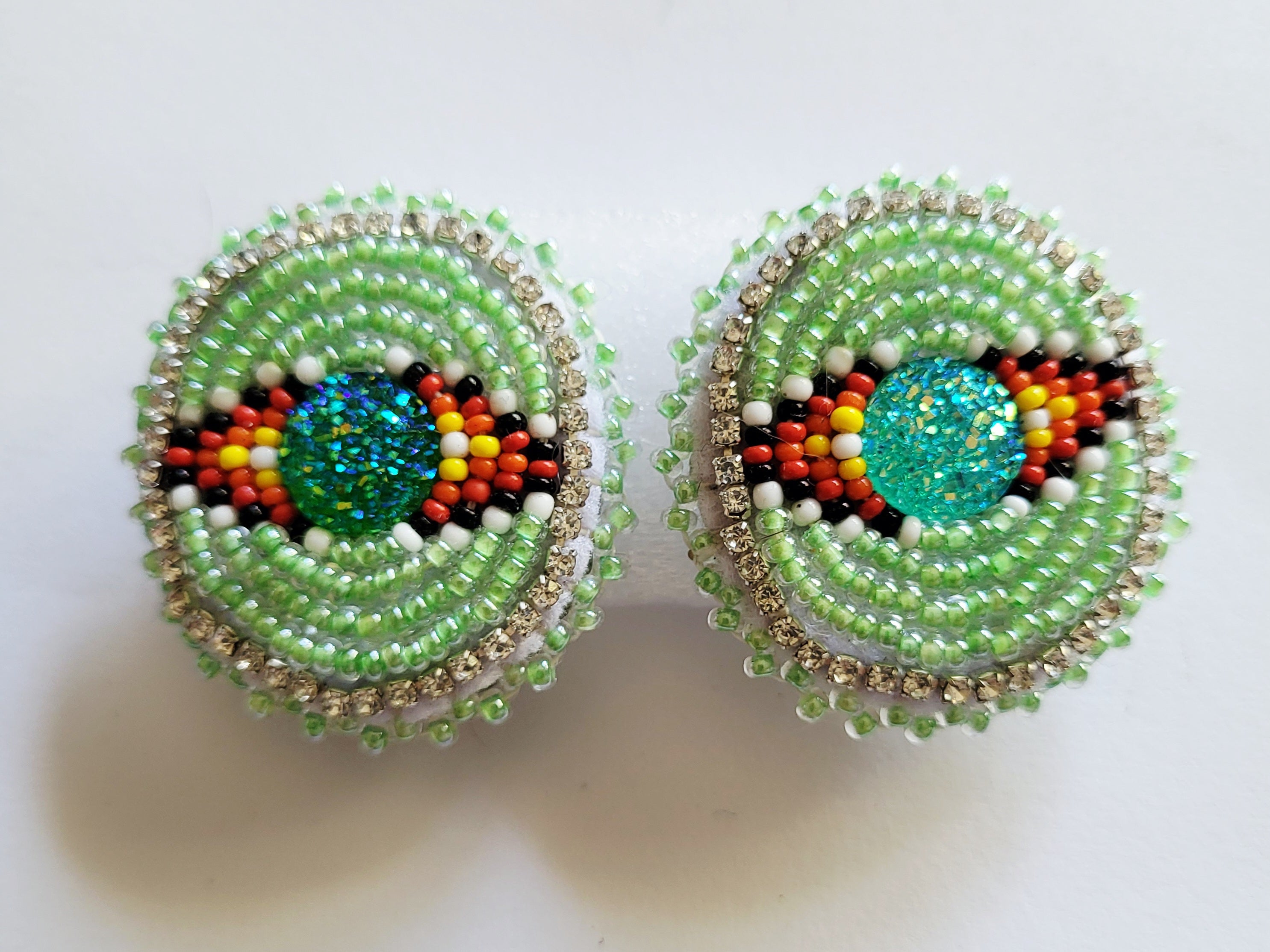 Danielle Redgun Green Round Earrings