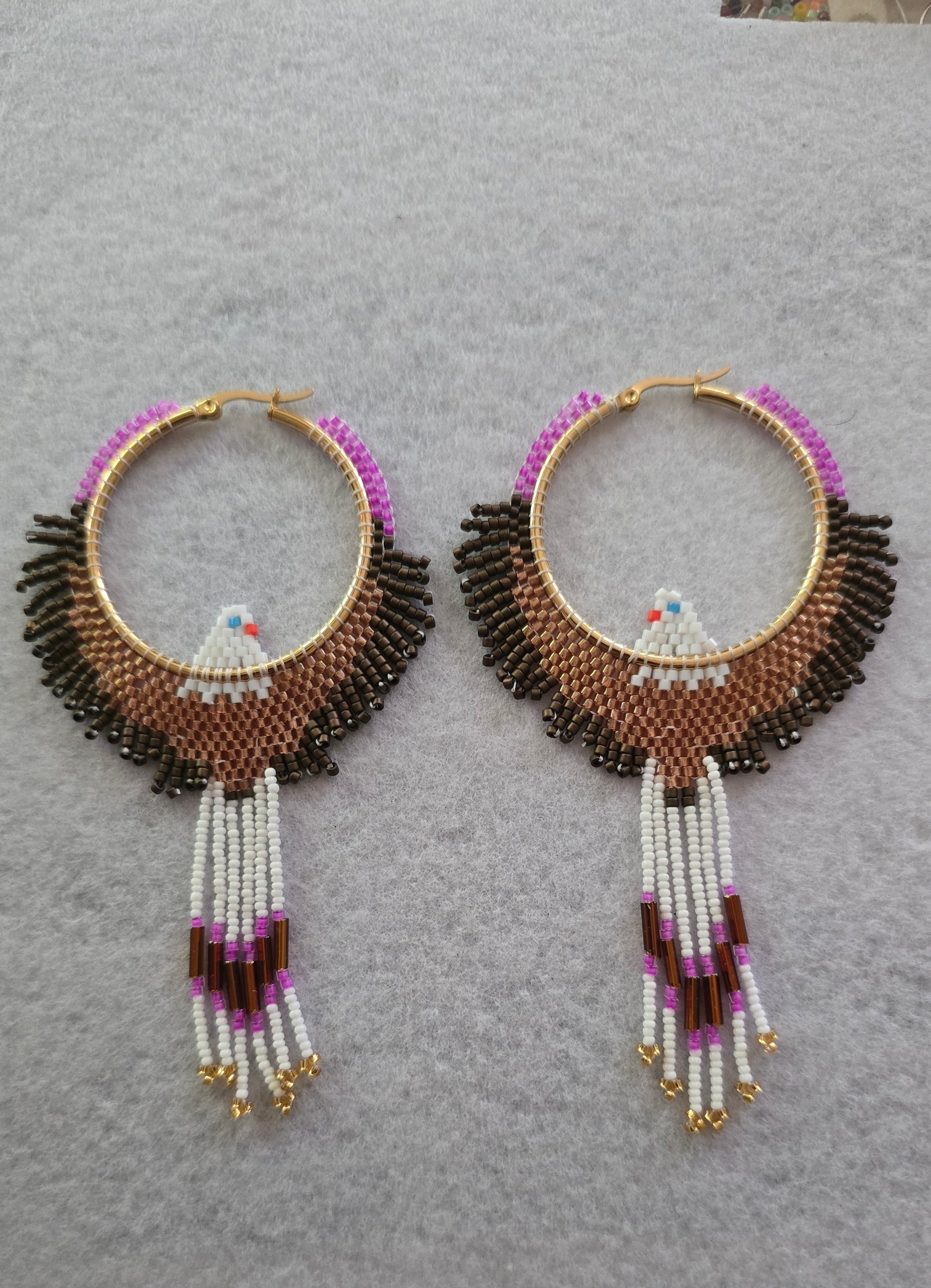 Madeline Desjarlais Hoop Bald Eagle Earrings