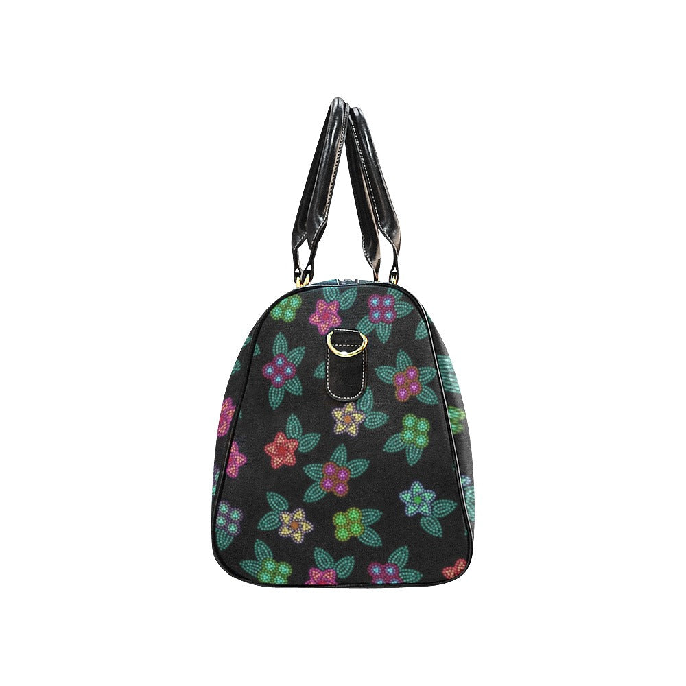 Berry Flowers Black New Waterproof Travel Bag/Large (Model 1639)