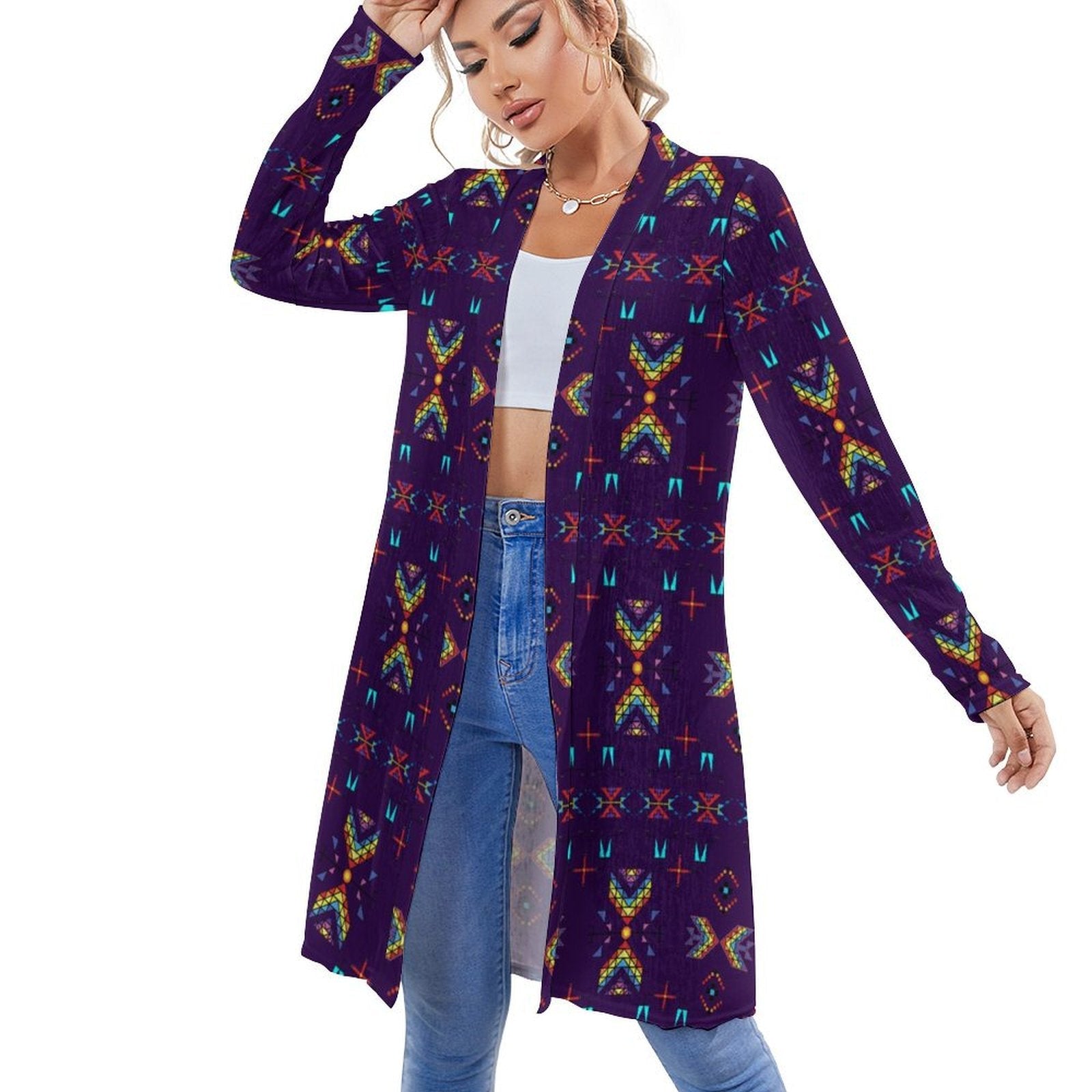 Rainy Chief Rainbow Dark Purple Cardigan