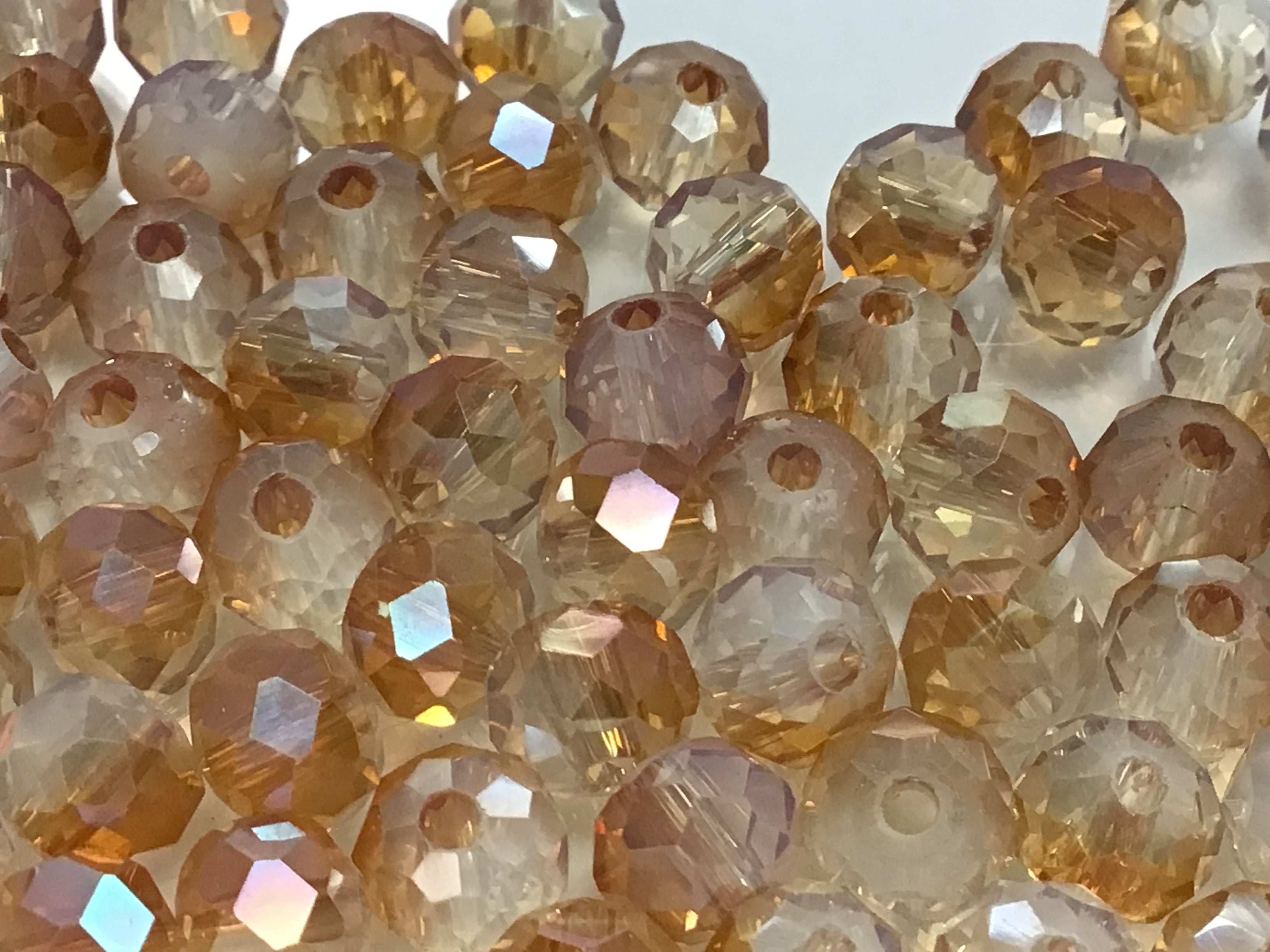 6mm Rondelle Glass Bead - Crystal Coffee