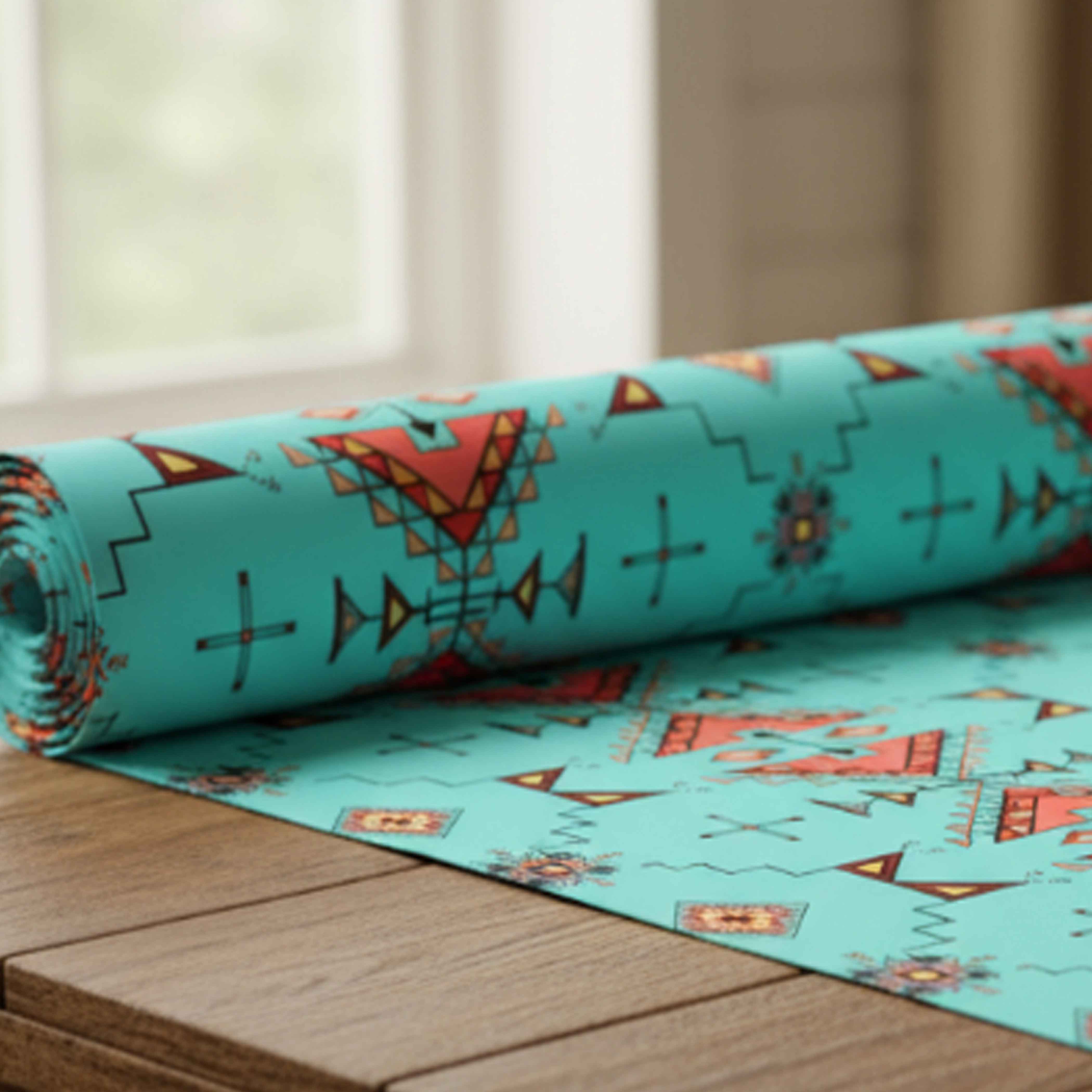 Thunder Flight Turquoise Cotton Poplin