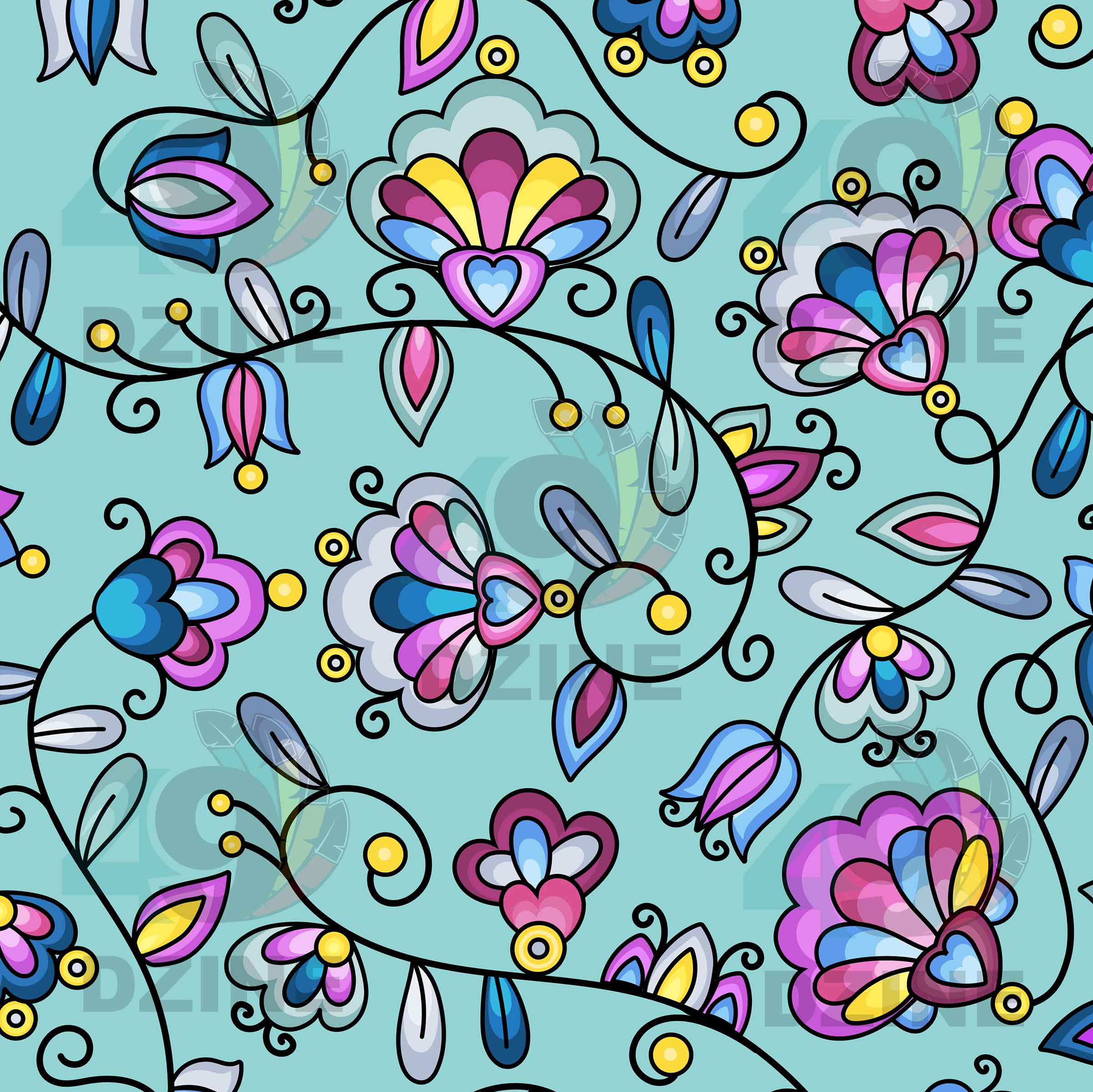 Autumn Bundle Blessing Turquoise Cotton Poplin