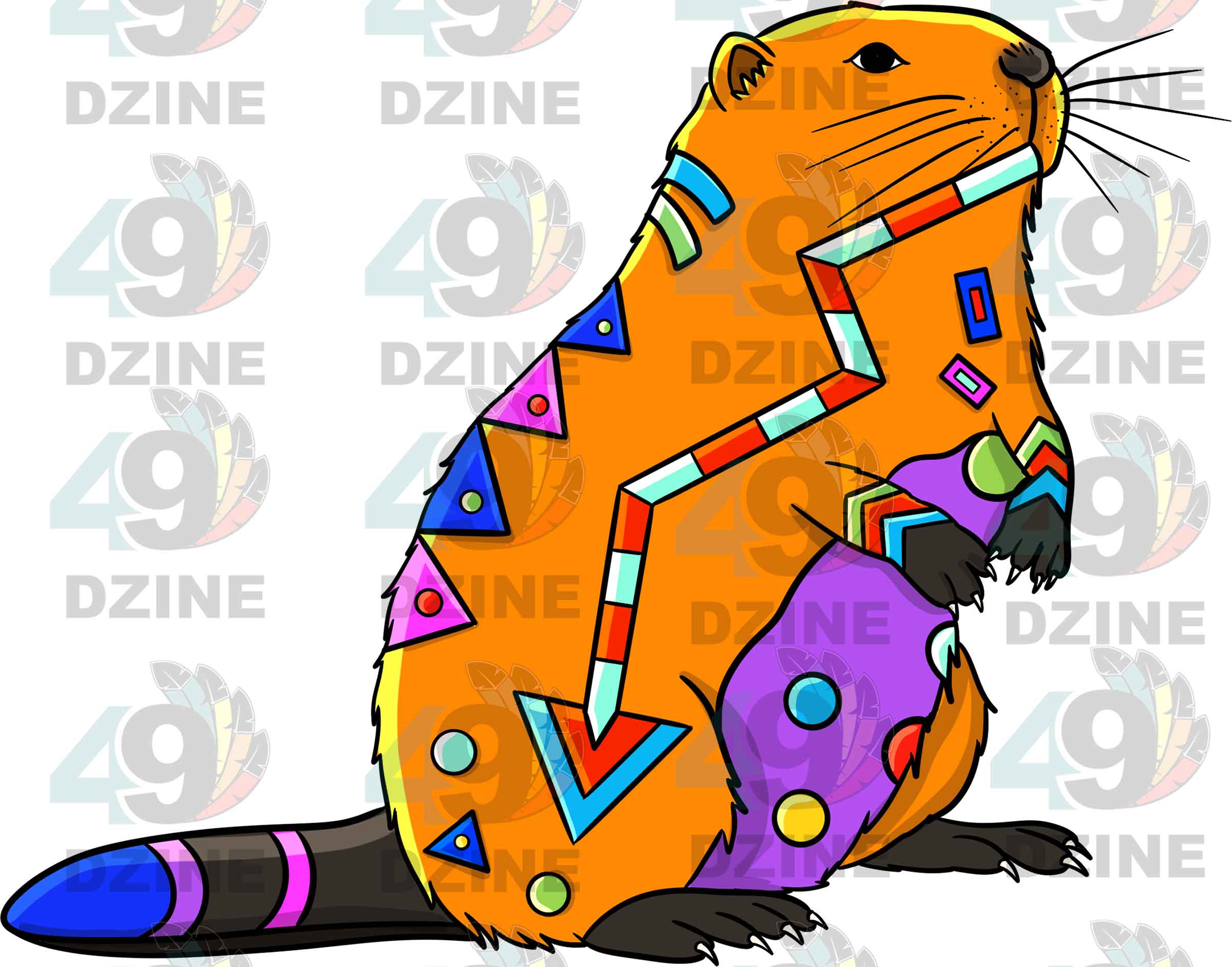 Beaver 2 Colored Transfer (Various Sizes)