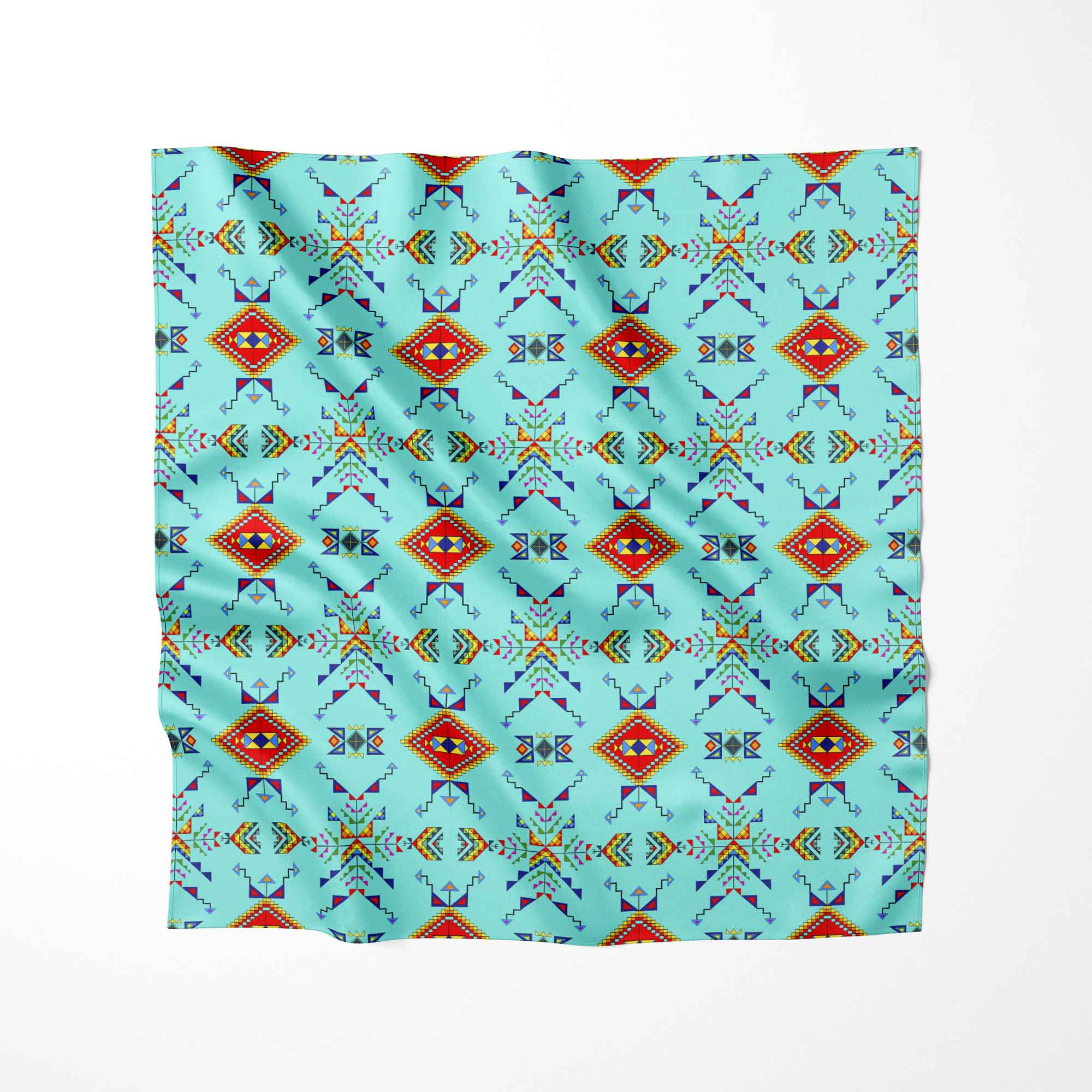 Buffalo Jump Turquoise Cotton Fabric