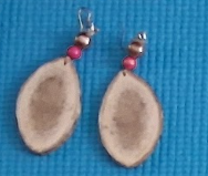 Denise Angasina Bryan Caribou Antler Earrings Pink Bead