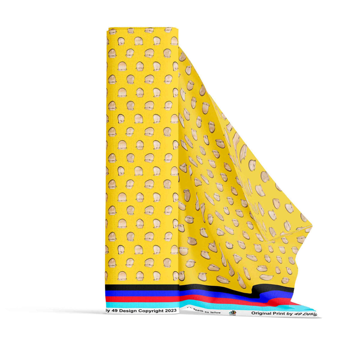 Elk Teeth on Yellow Cotton Poplin