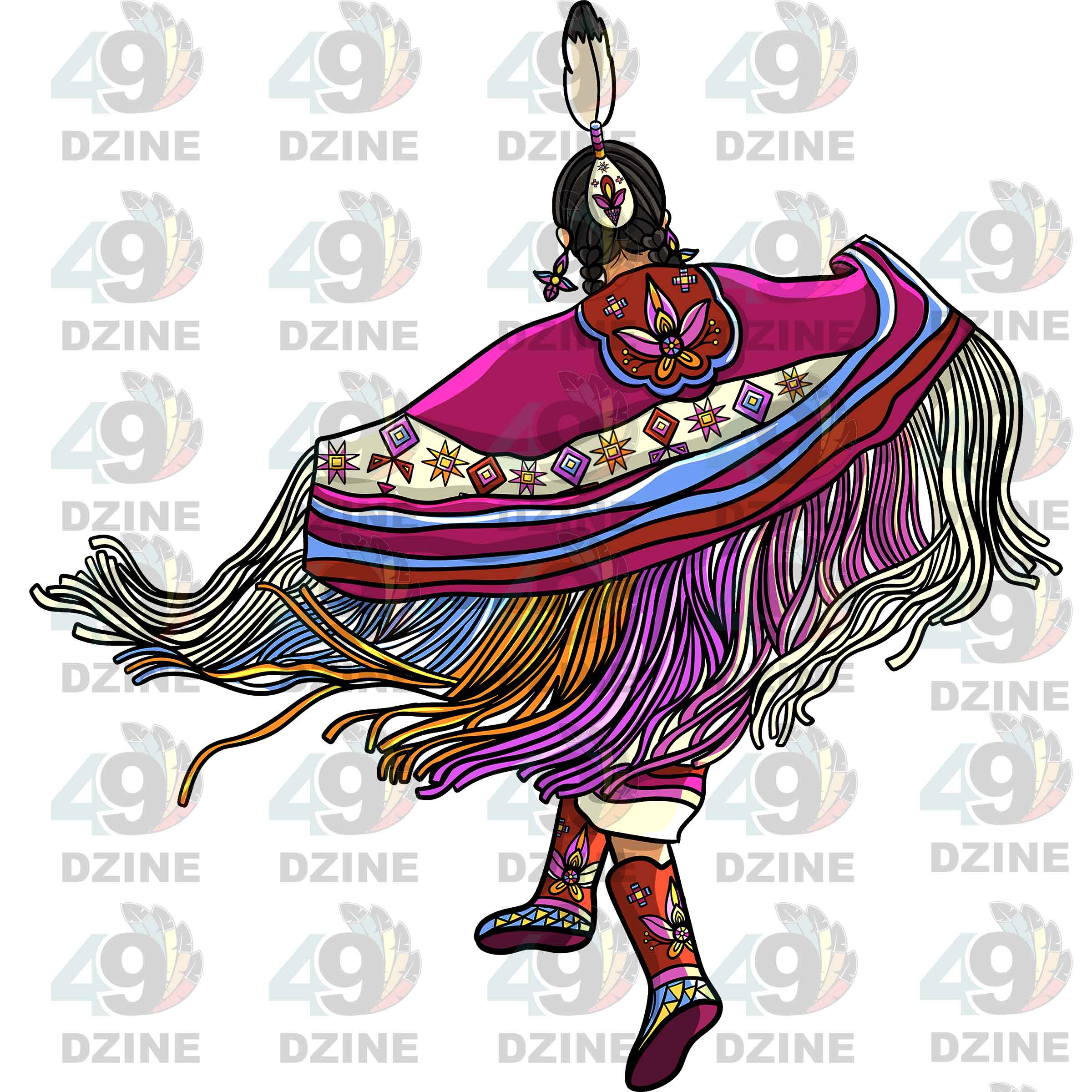 Fancy Shawl Dancer 5 Transfer (Various Sizes)