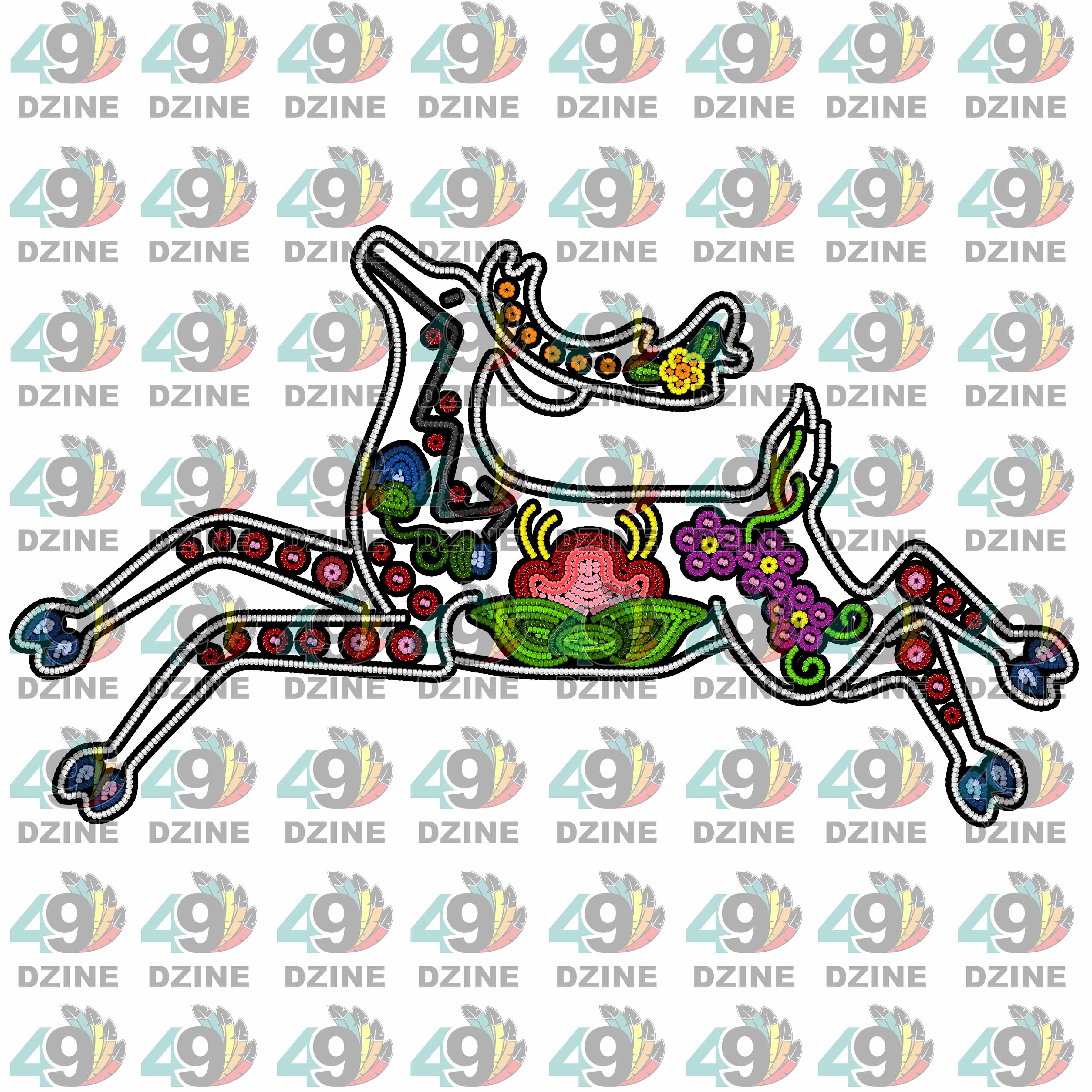 Floral Ledger Deer White UV Sticker