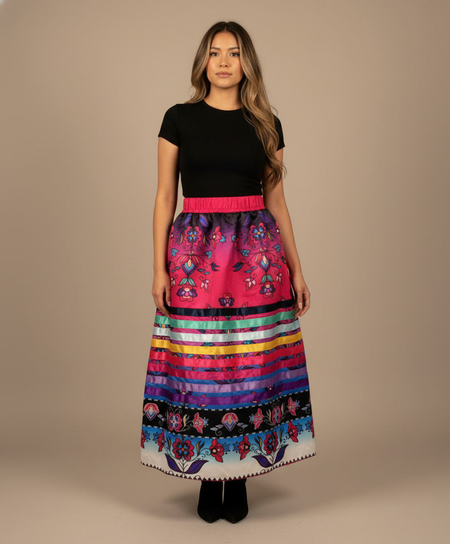 Radiant Blossom Ribbon Skirt with Pockets and Underskirt Lining
