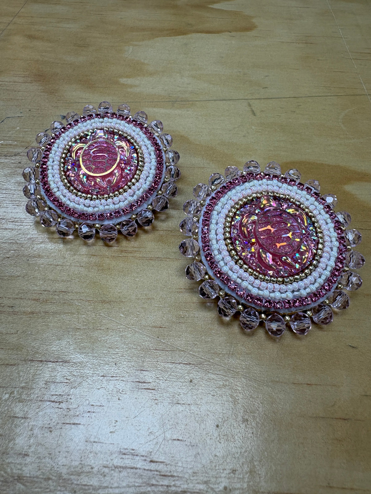 Handmade Pink Turtle Earrings