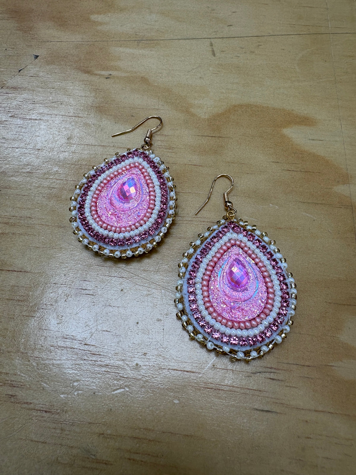 Handmade Pink Teardrop Earring