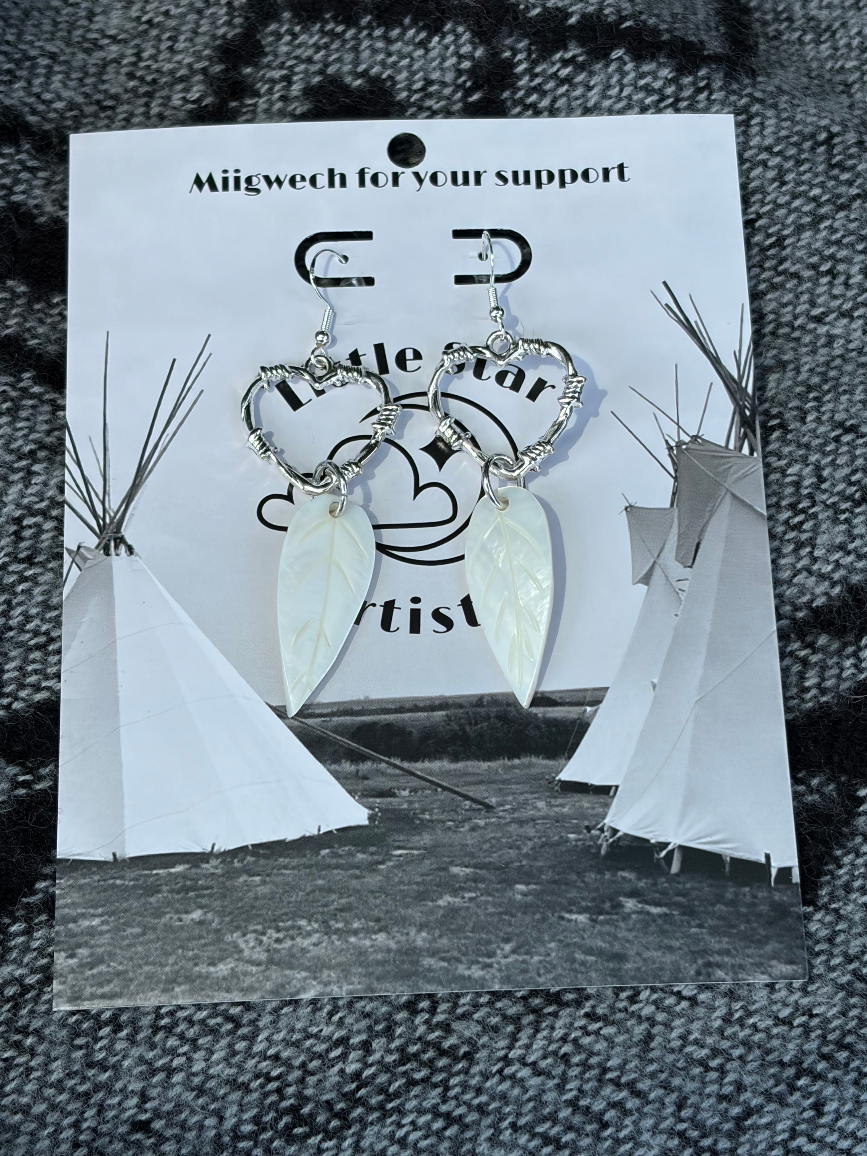 Dorienne Proulx Heart Mother of Pearl with Beads Earrings