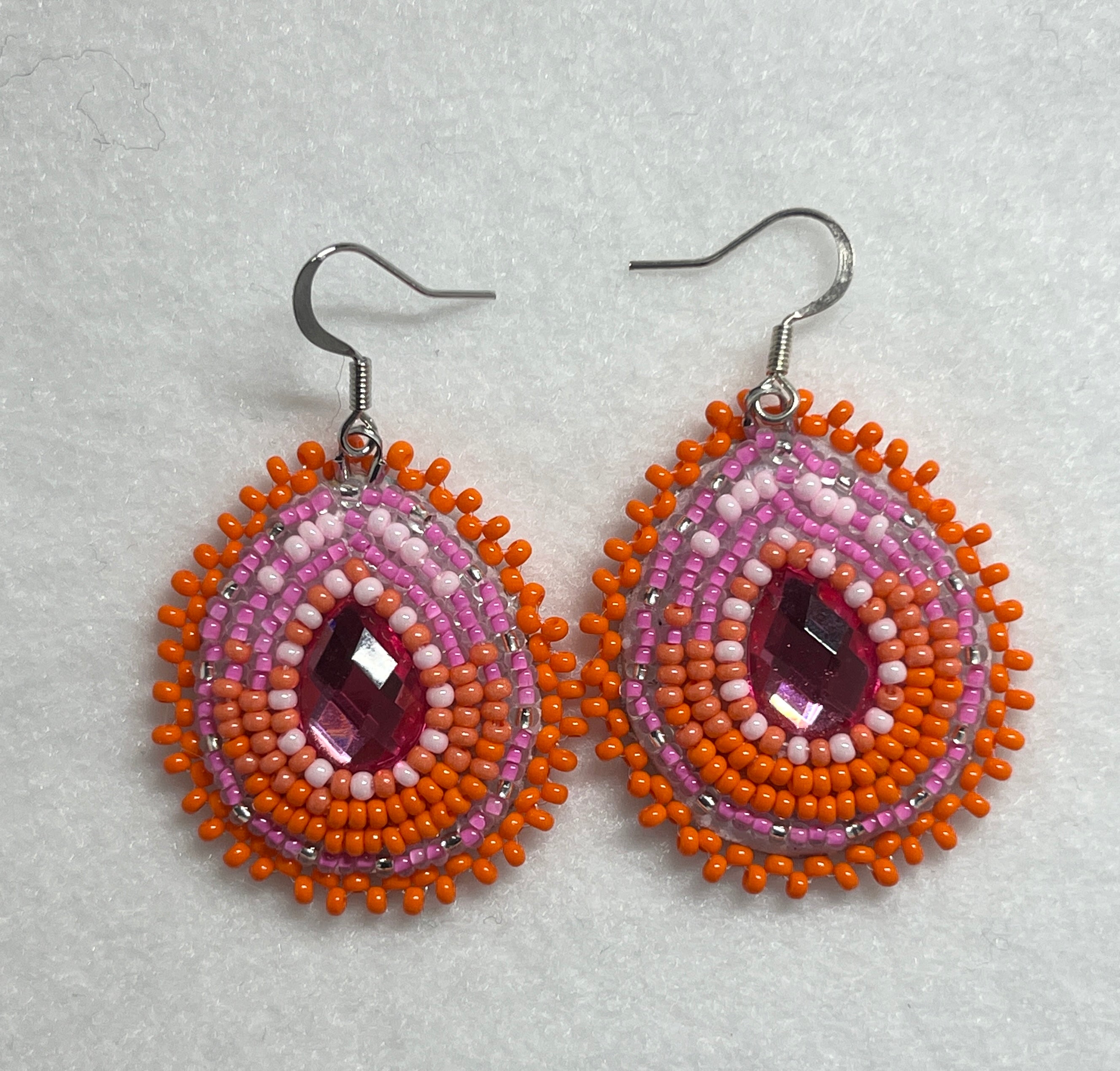 Brandon Swain Novlesky Pink/Orange Teardrop Earrings