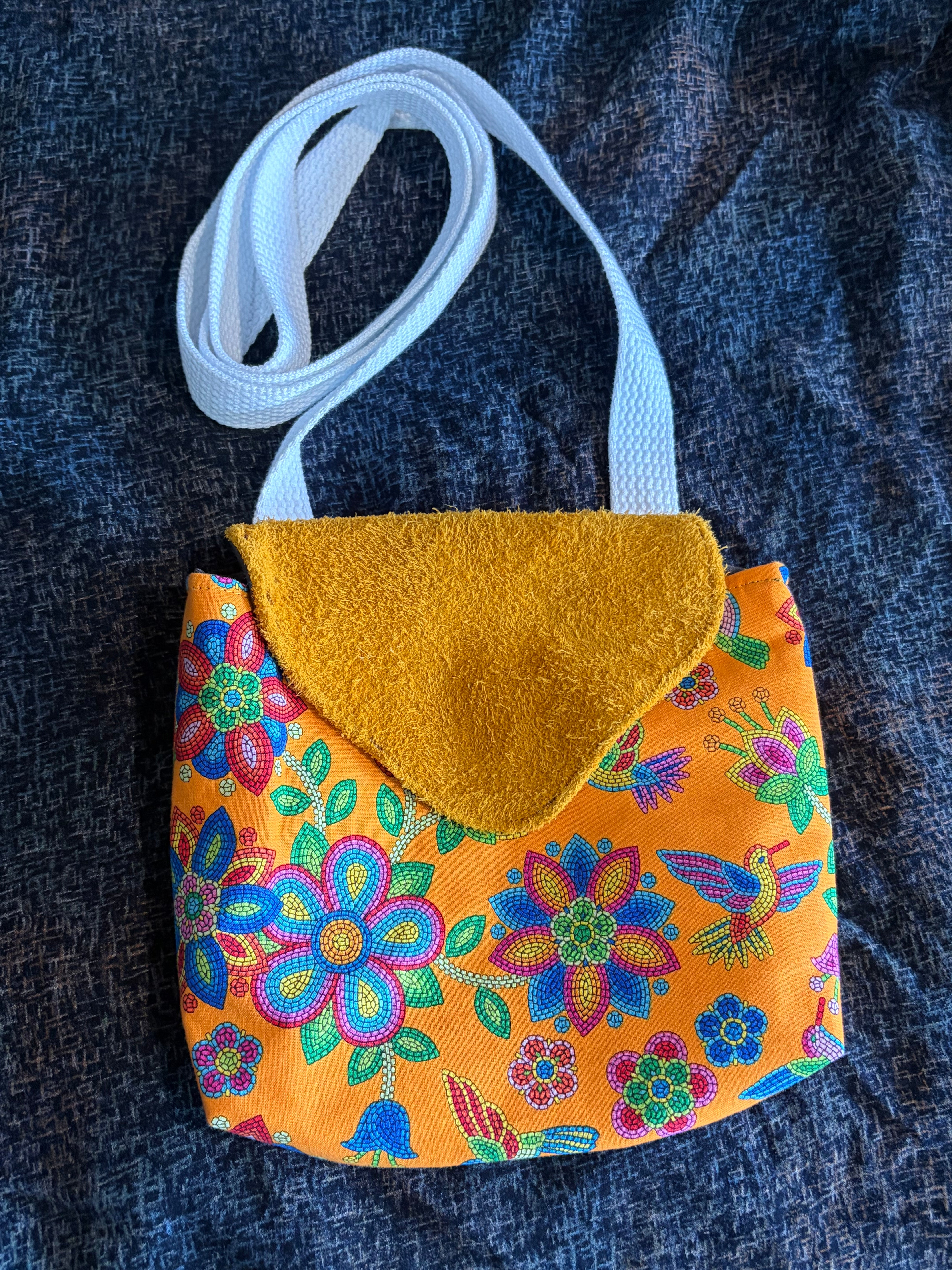 Dorienne Proulx Orange Floral Bag White Strap