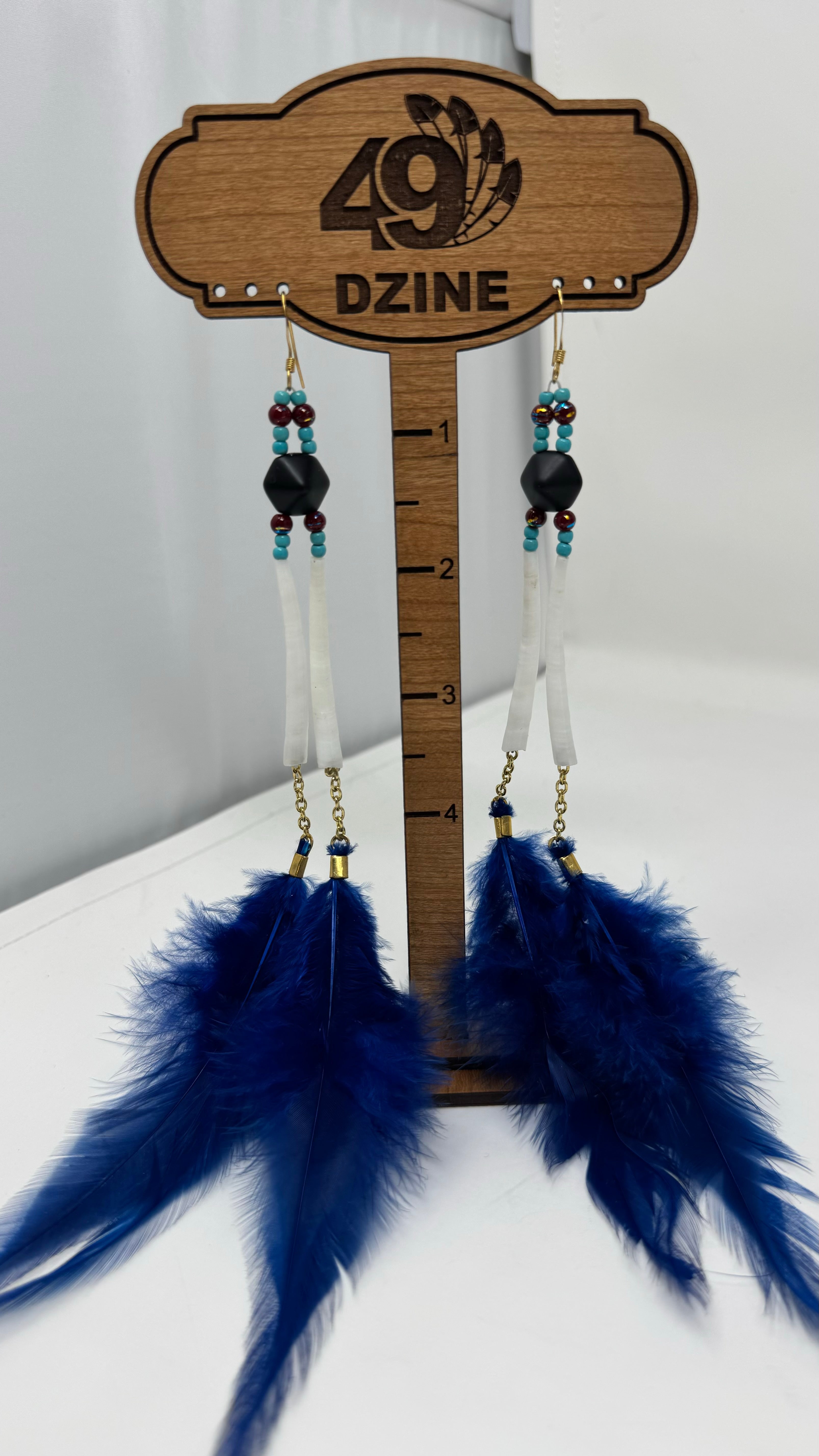 Mikey Runningbird Bold Blue Feather Earrings