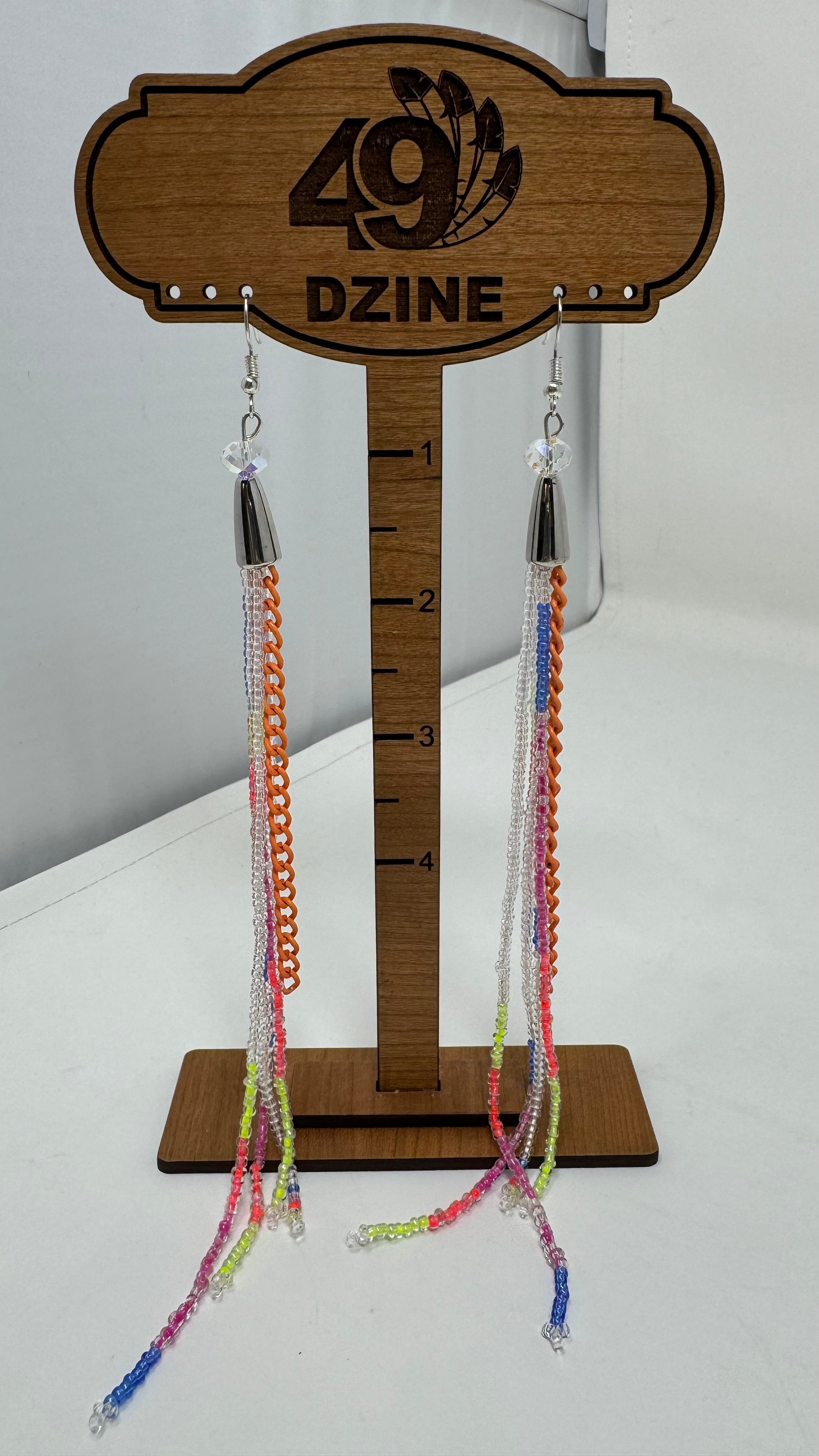 Mikey Runningbird Neon Multistrand Beaded Earrings