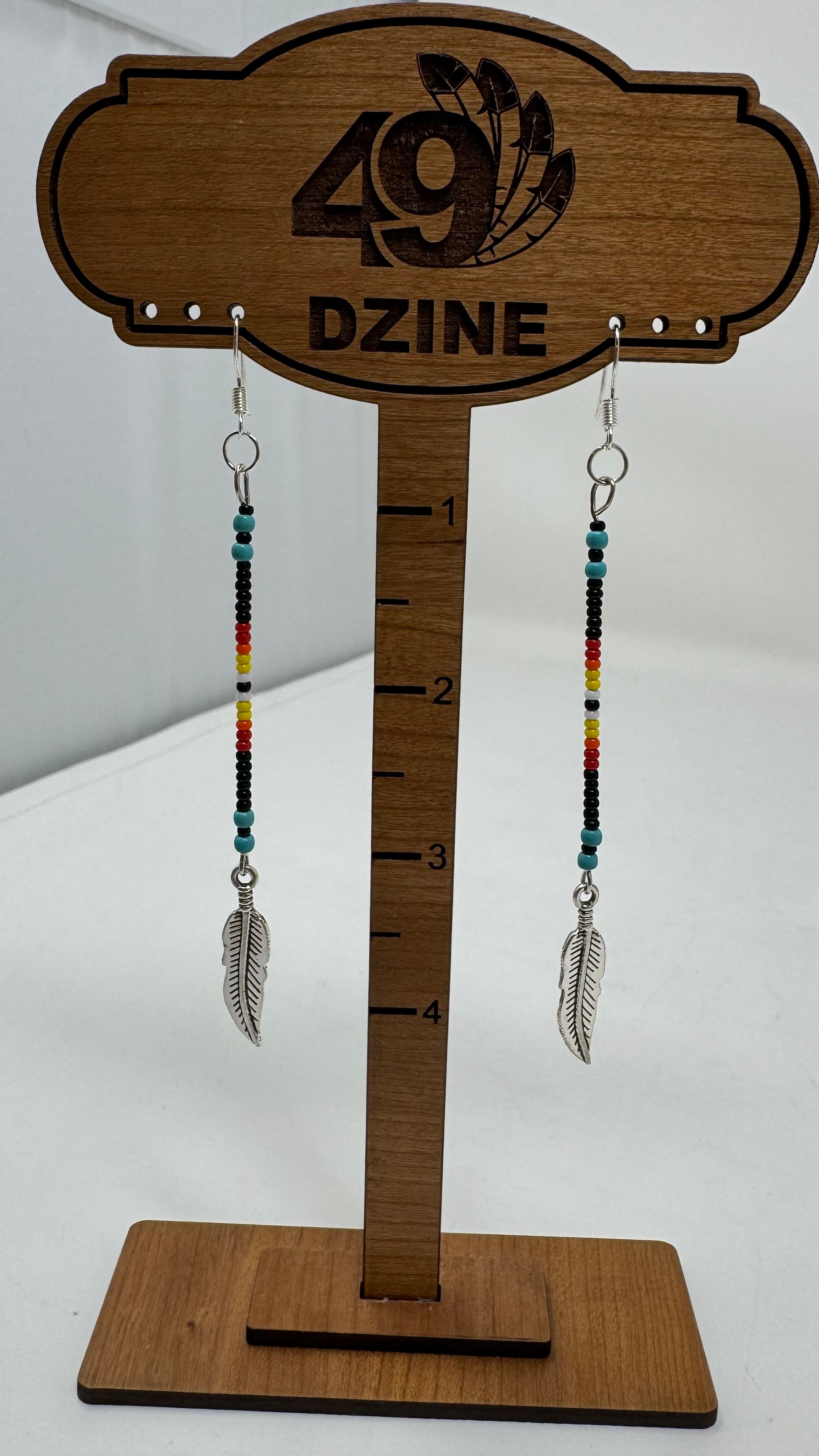 Mikey Runningbird Multicolor Beaded Feather Earrings