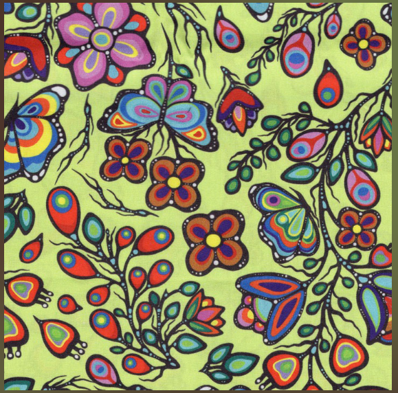 Jackie Traverse Ojibway Florals Cotton Lime 05