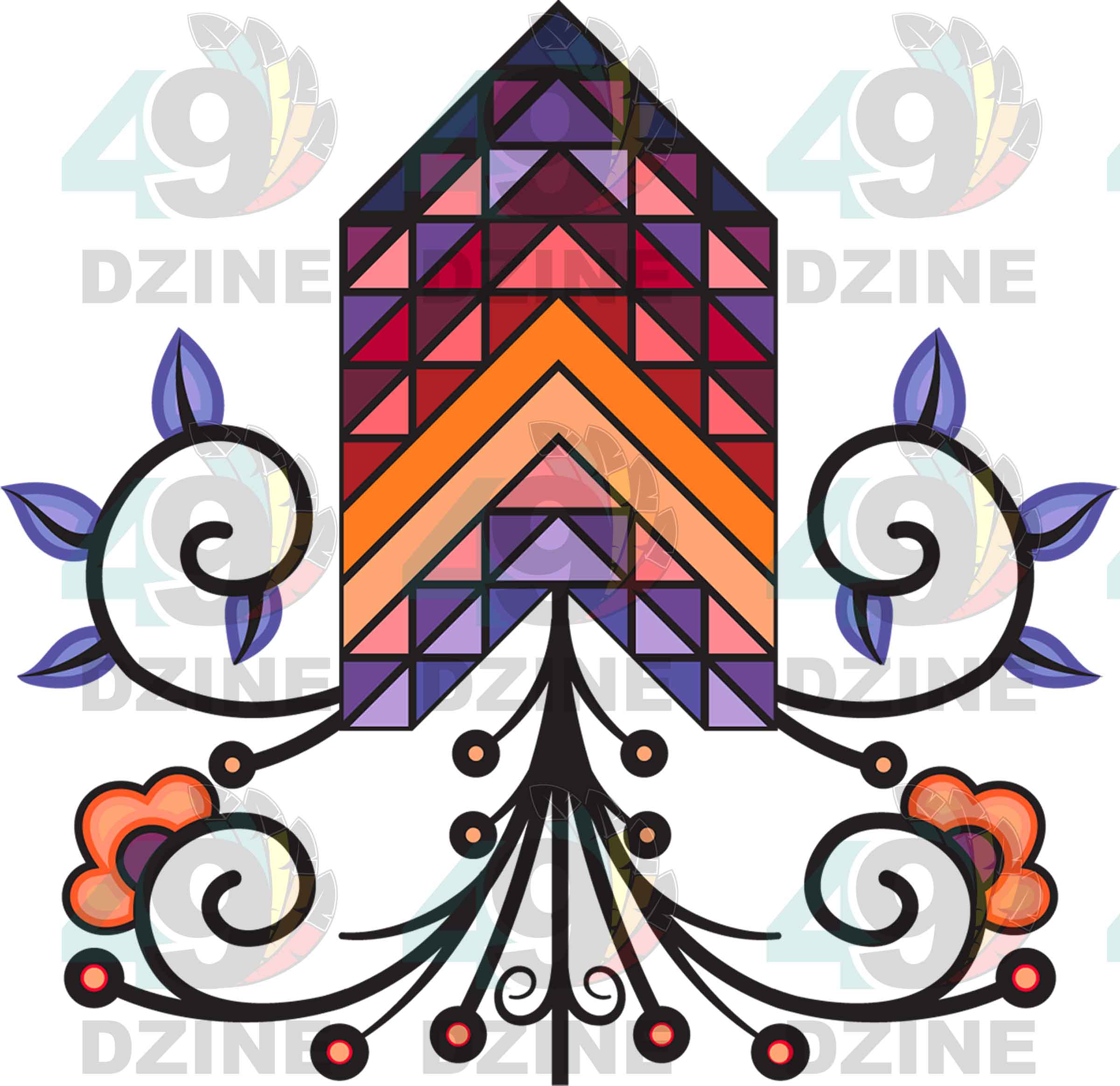 Spirit Blossom Harmony Geometric Element 7 Transfer (Various Sizes)