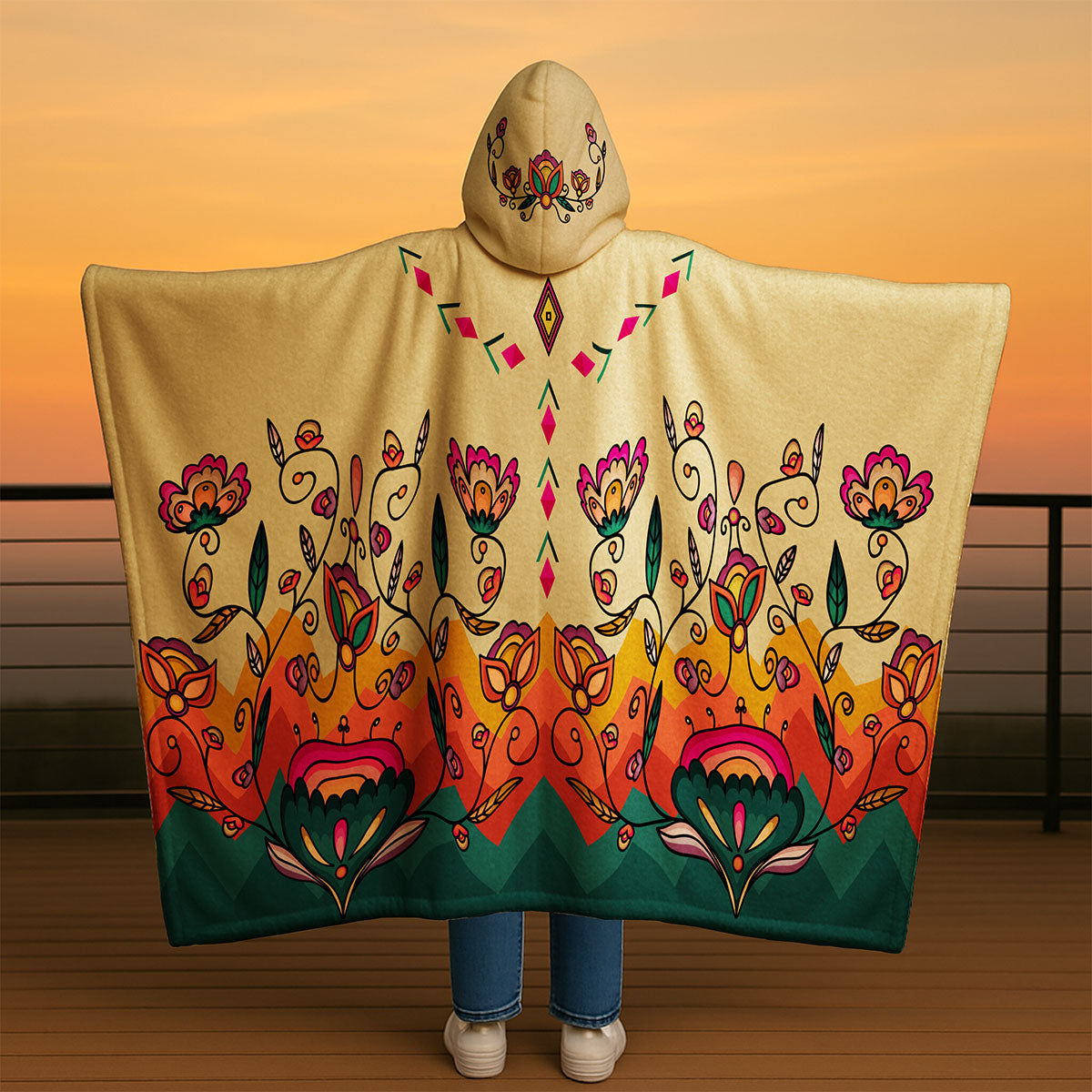 Maple Shine Ribbon Rose Hooded Blanket