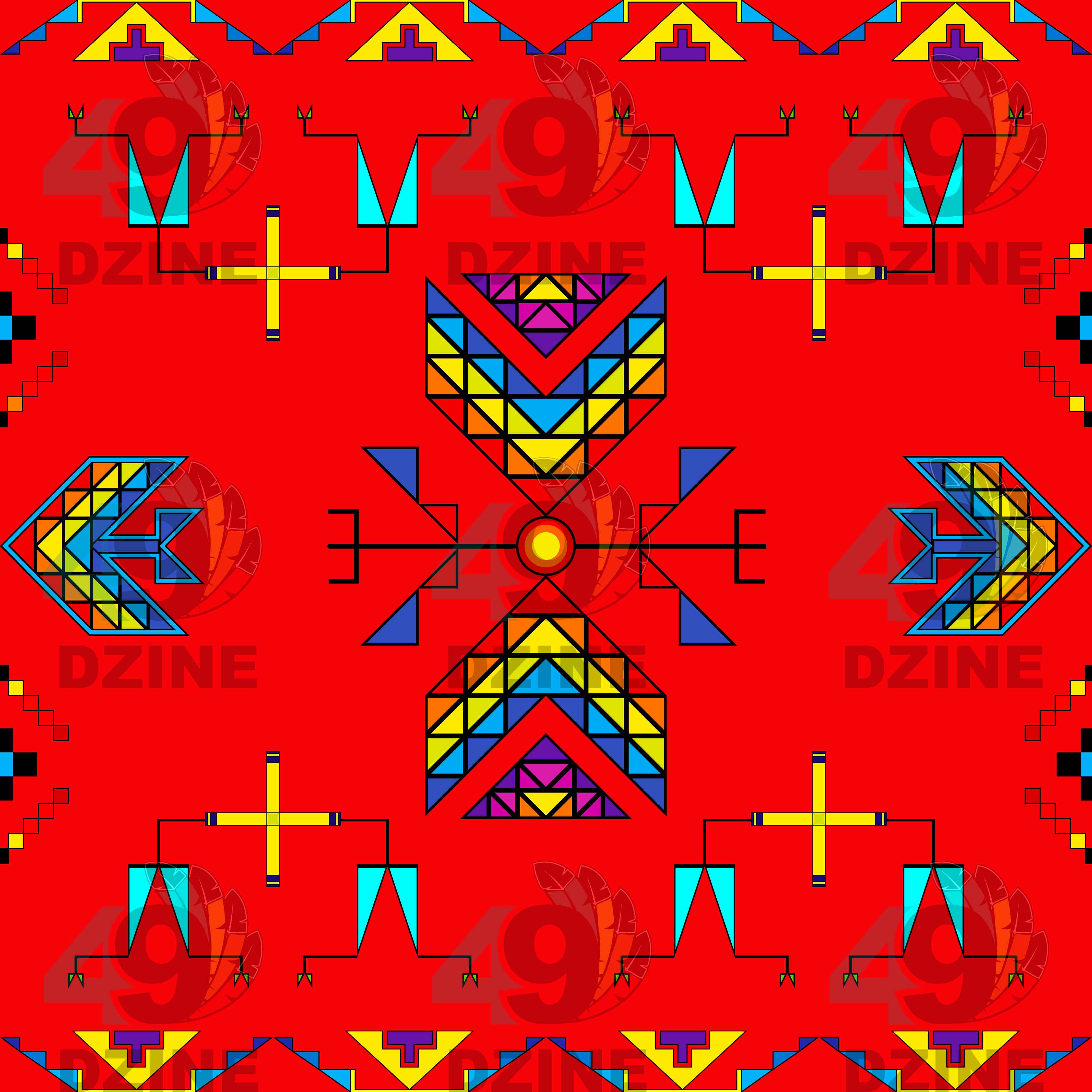 Rainy Chief Rainbow Red Cotton Fabric