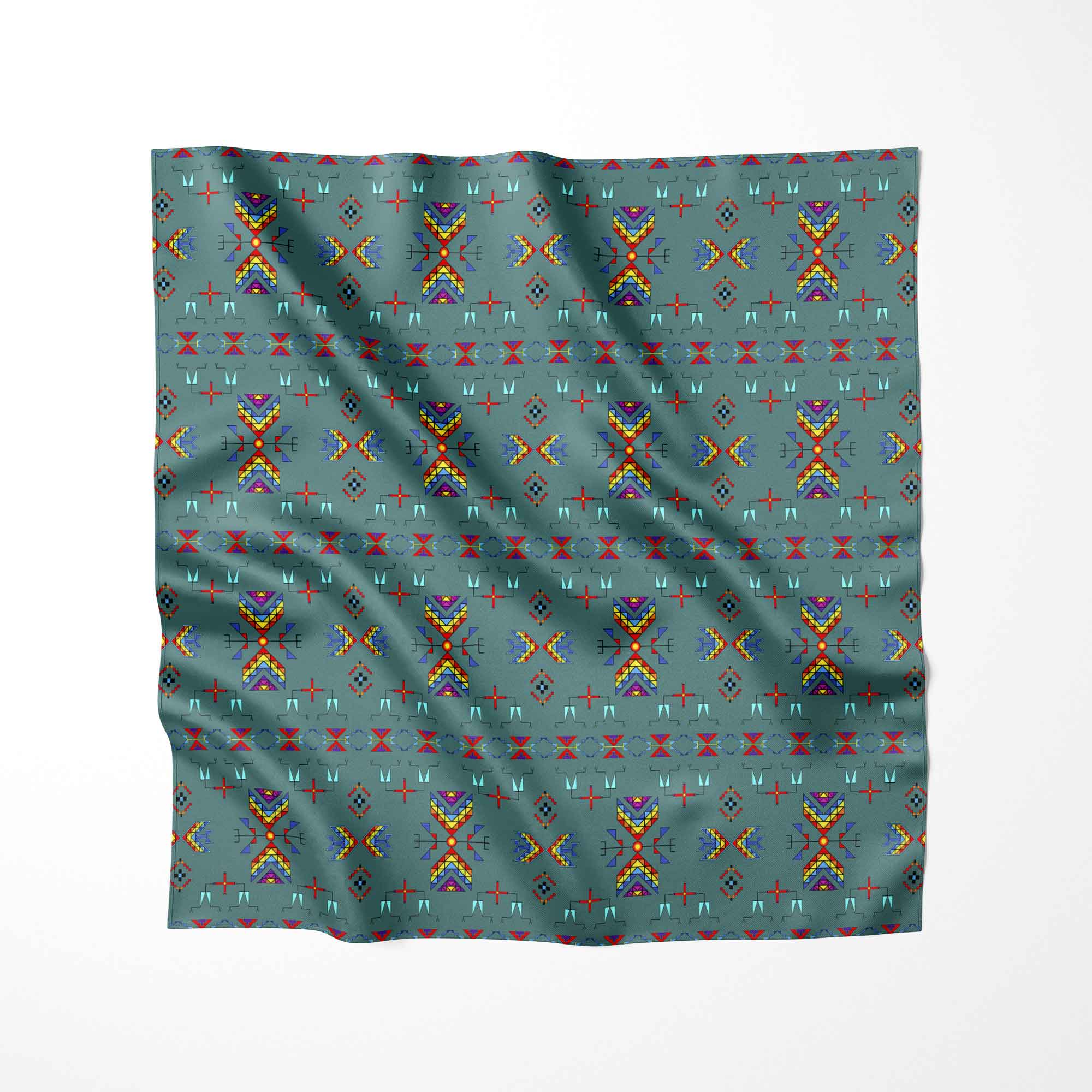 Rainy Chief Rainbow Teal Sky Cotton Fabric