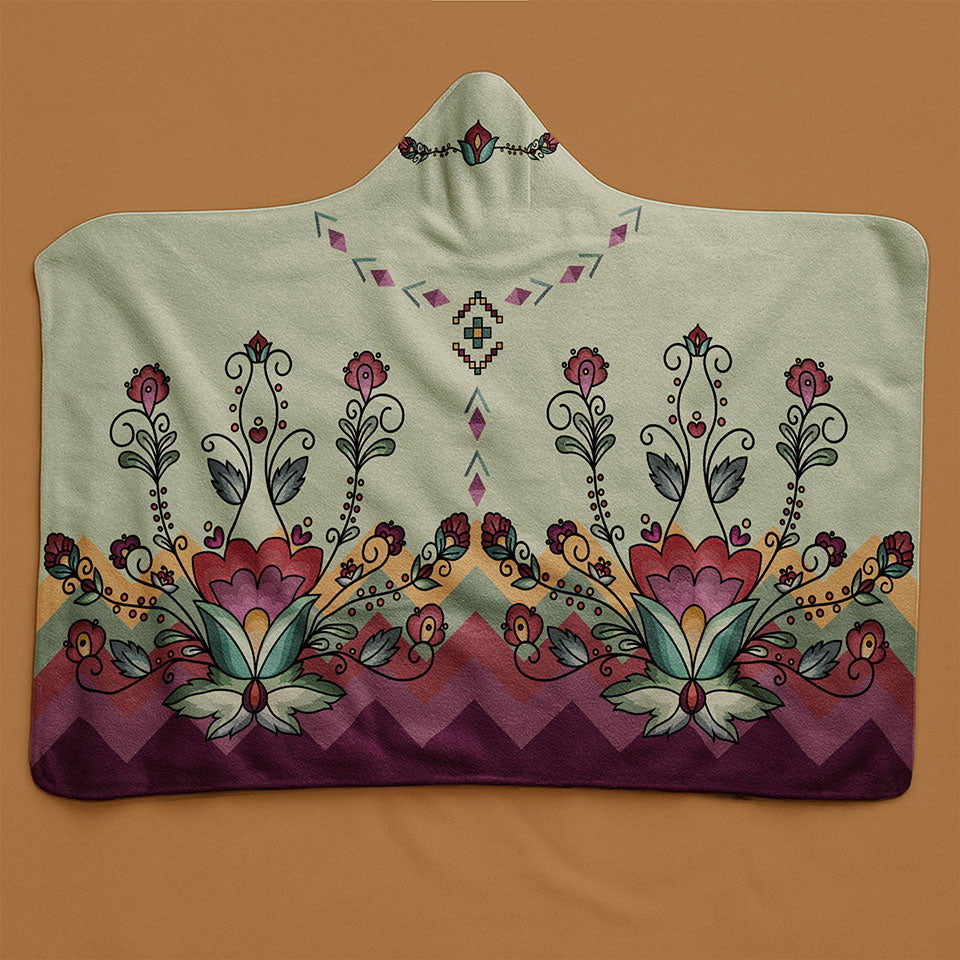 Sunset Berry Bloom Hooded Blanket