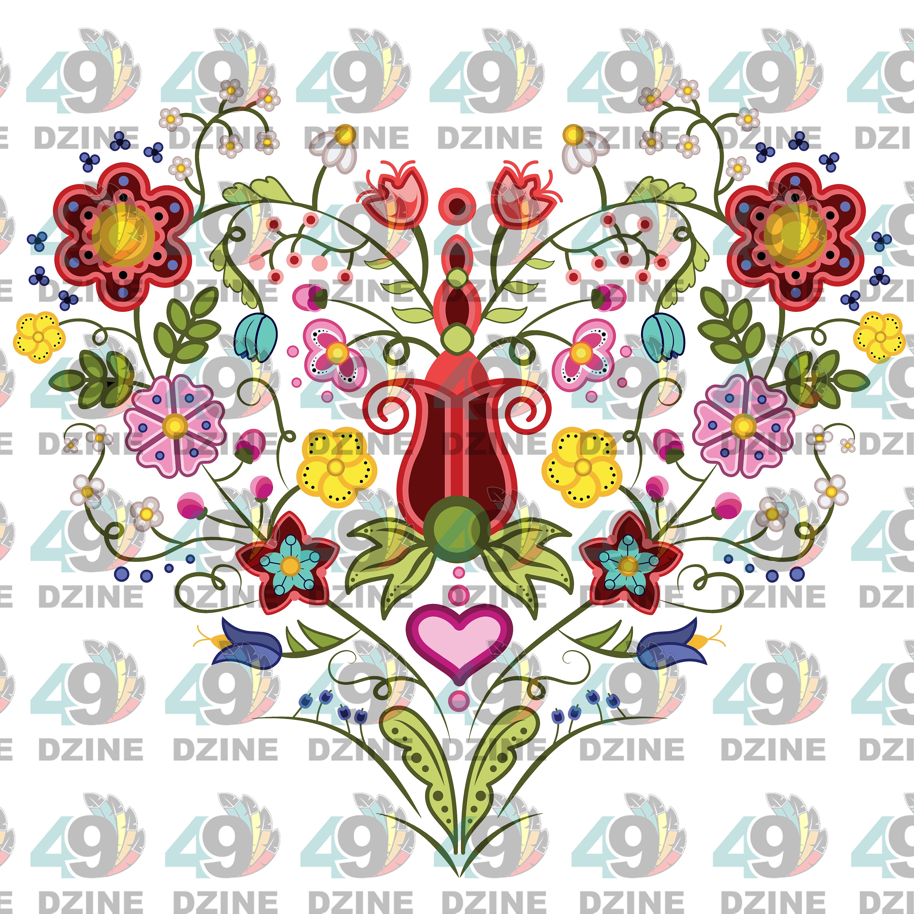 Floral Heart White UV Sticker