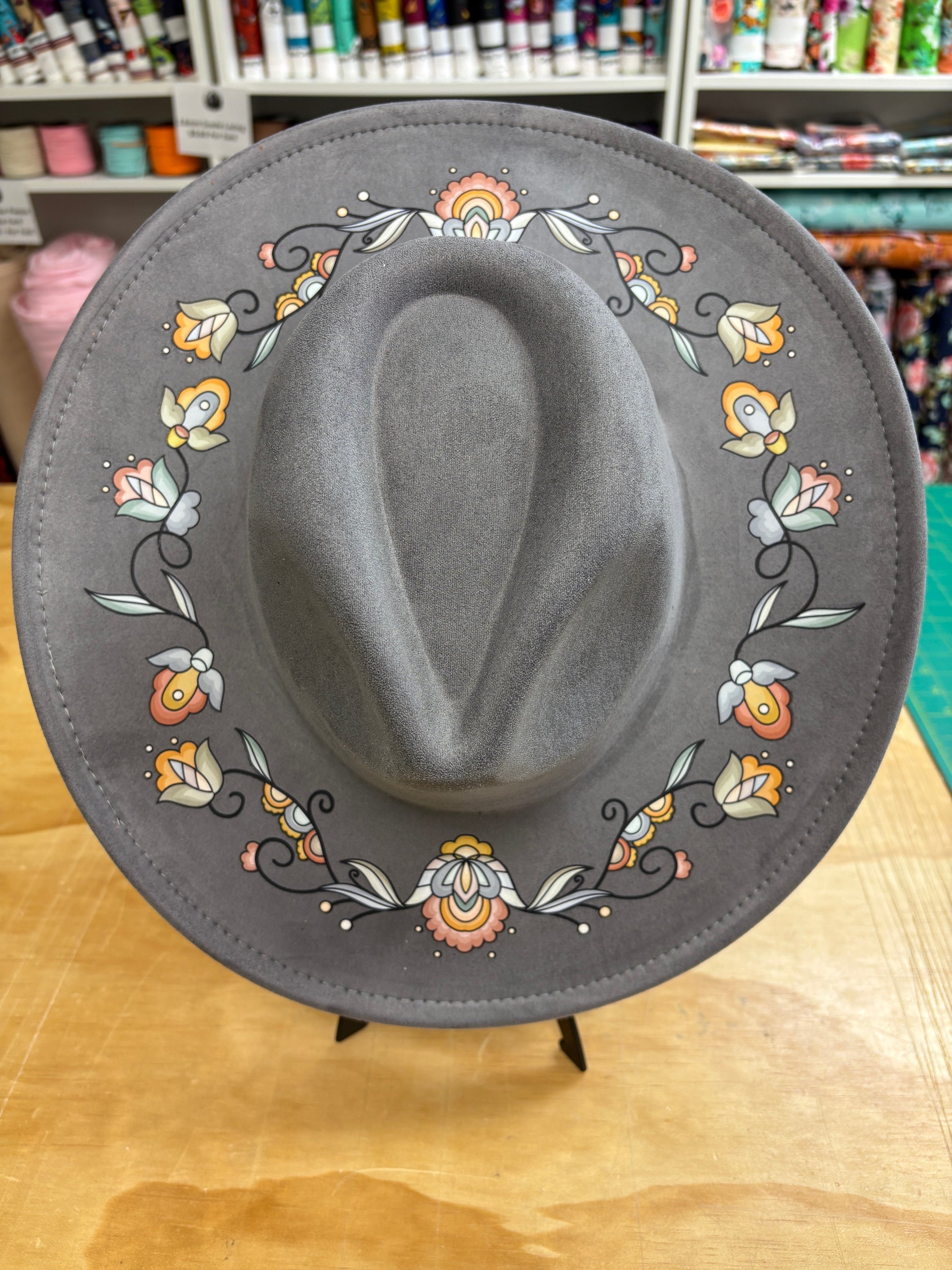 Falling Leaf Rising Bloom Grey Fedora Hat