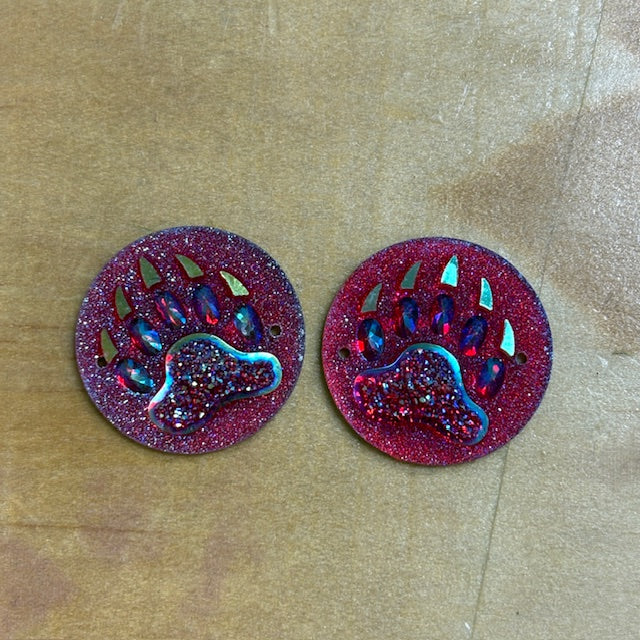 Bear Paw Circle Cabochons Set of 2