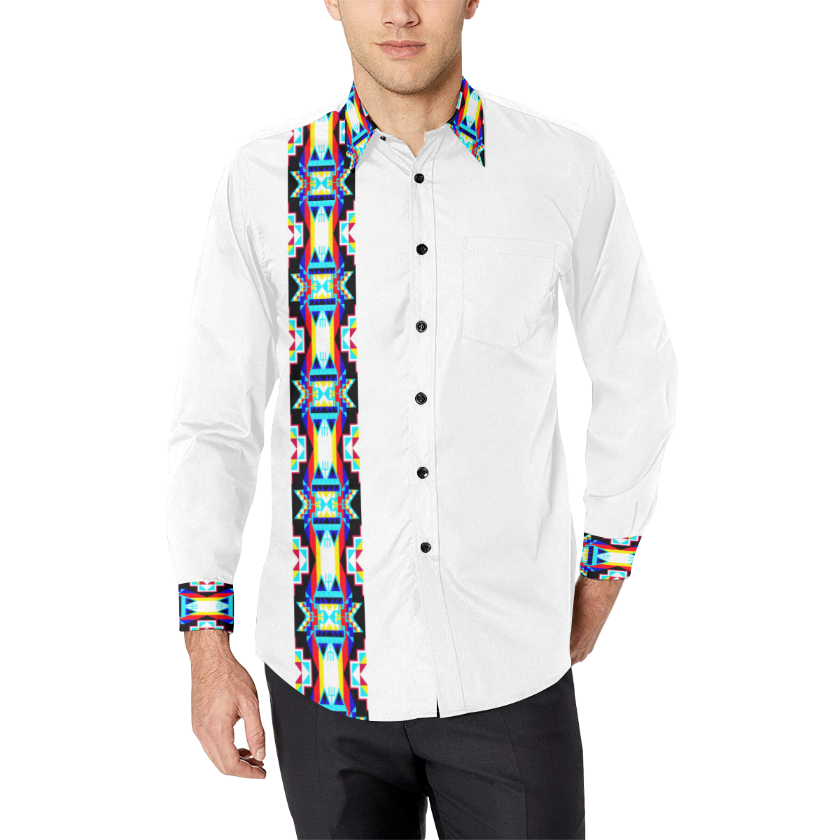 Blanket Strip White II Men's Casual Dress Shirt