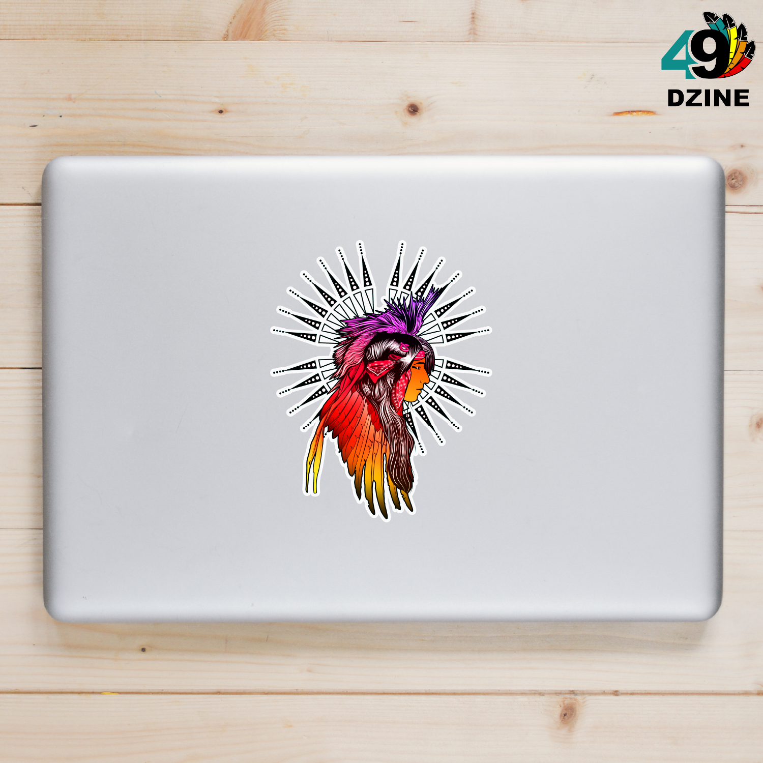 Indigenous Winged Halo Warrior Sticker