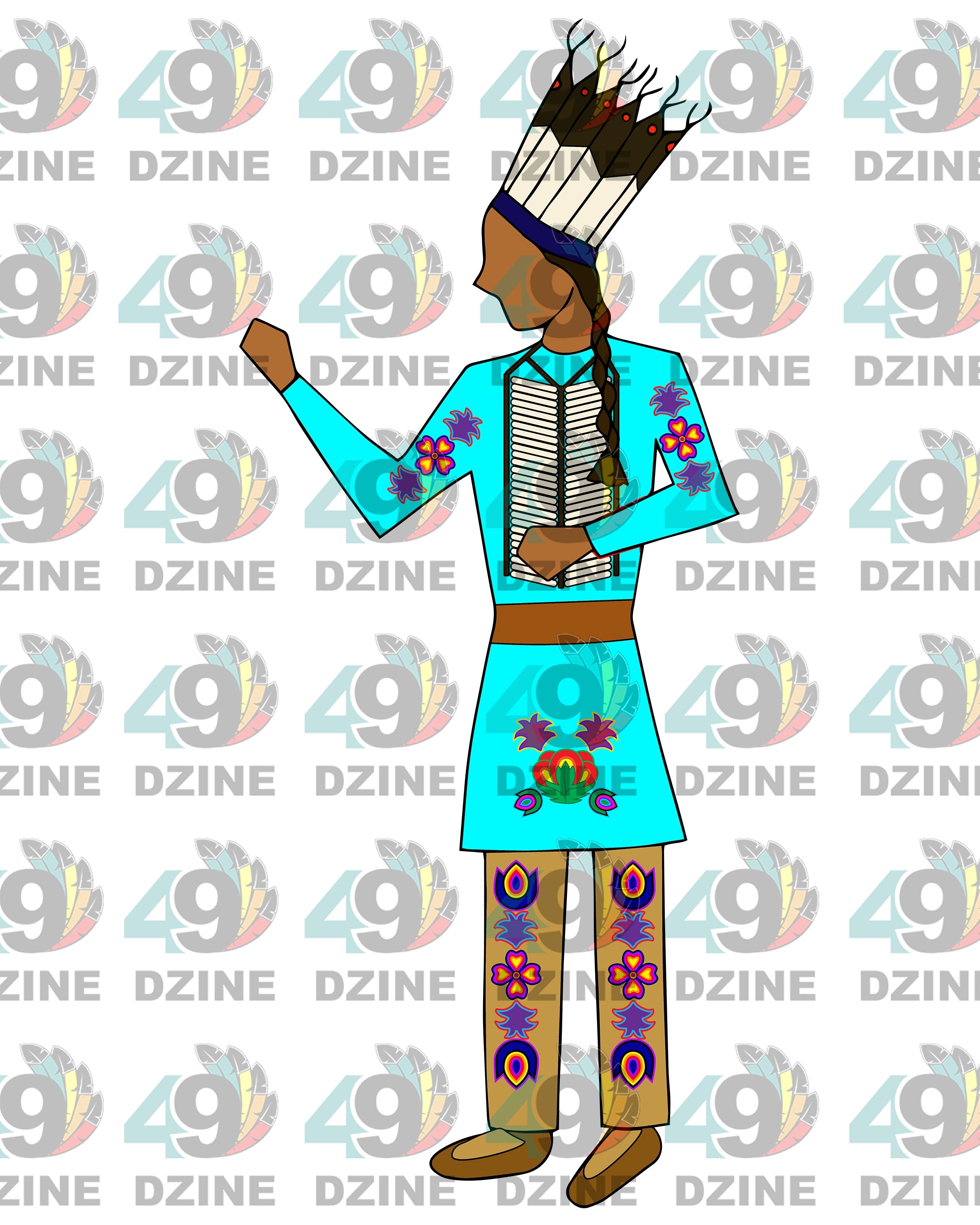 10-inch Chief with Florals and Breastplate Transfer